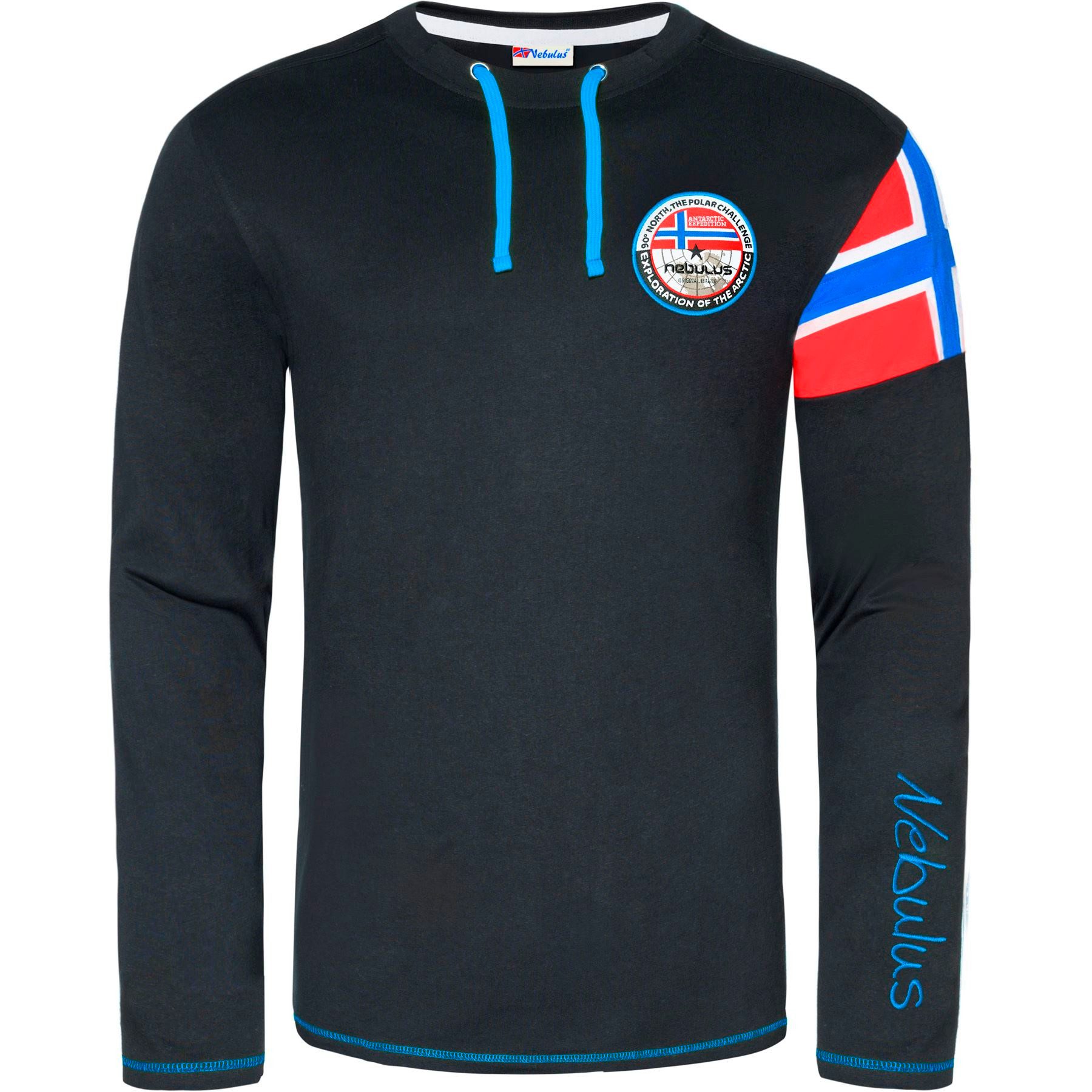 Nebulus Langarmshirt FRERK, P6670 - Herren, schwarz-kobalt, XXL günstig online kaufen