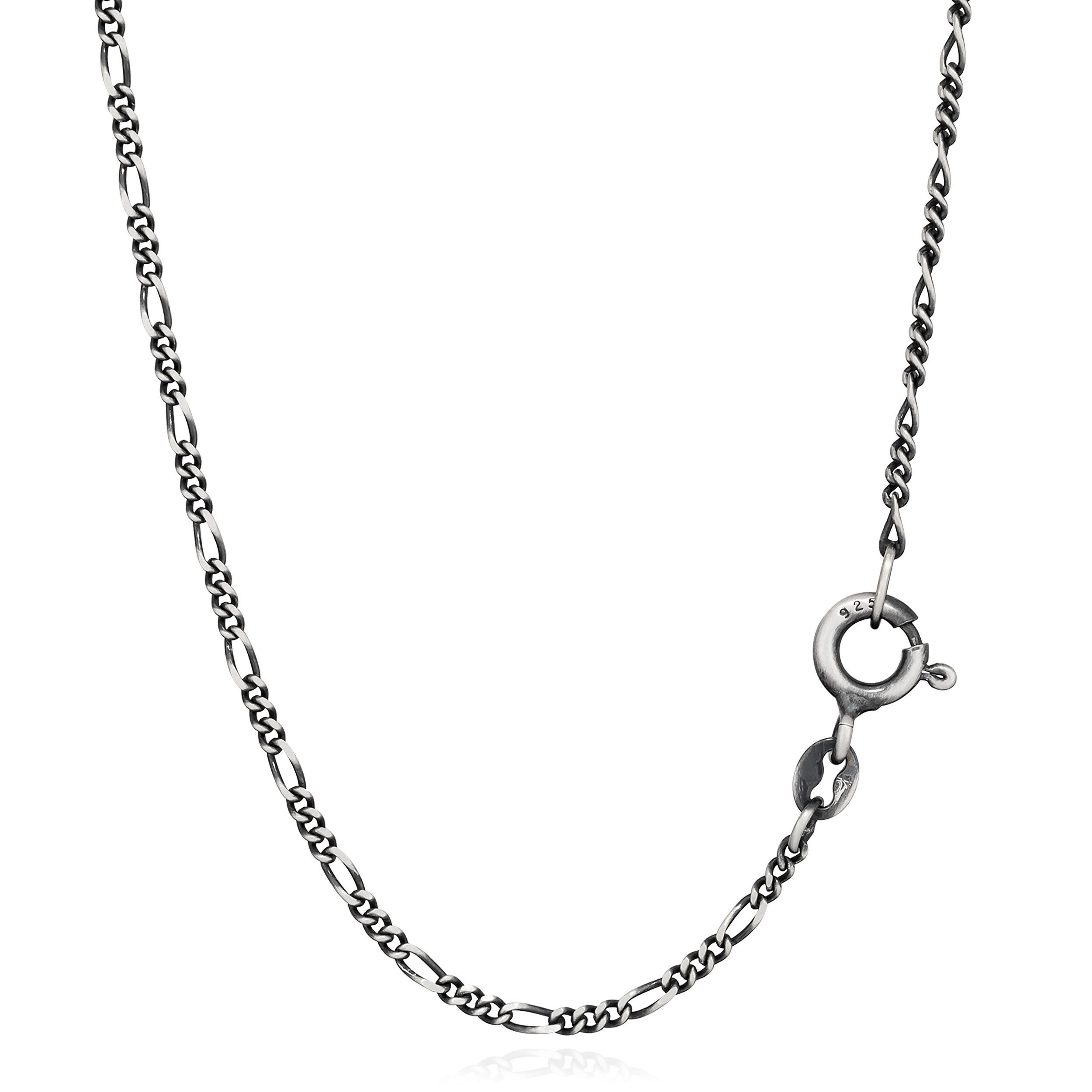 Silberkette 45cm Halskette Figaro - Panzerkette 925 Sterling Silber diamantiert 1