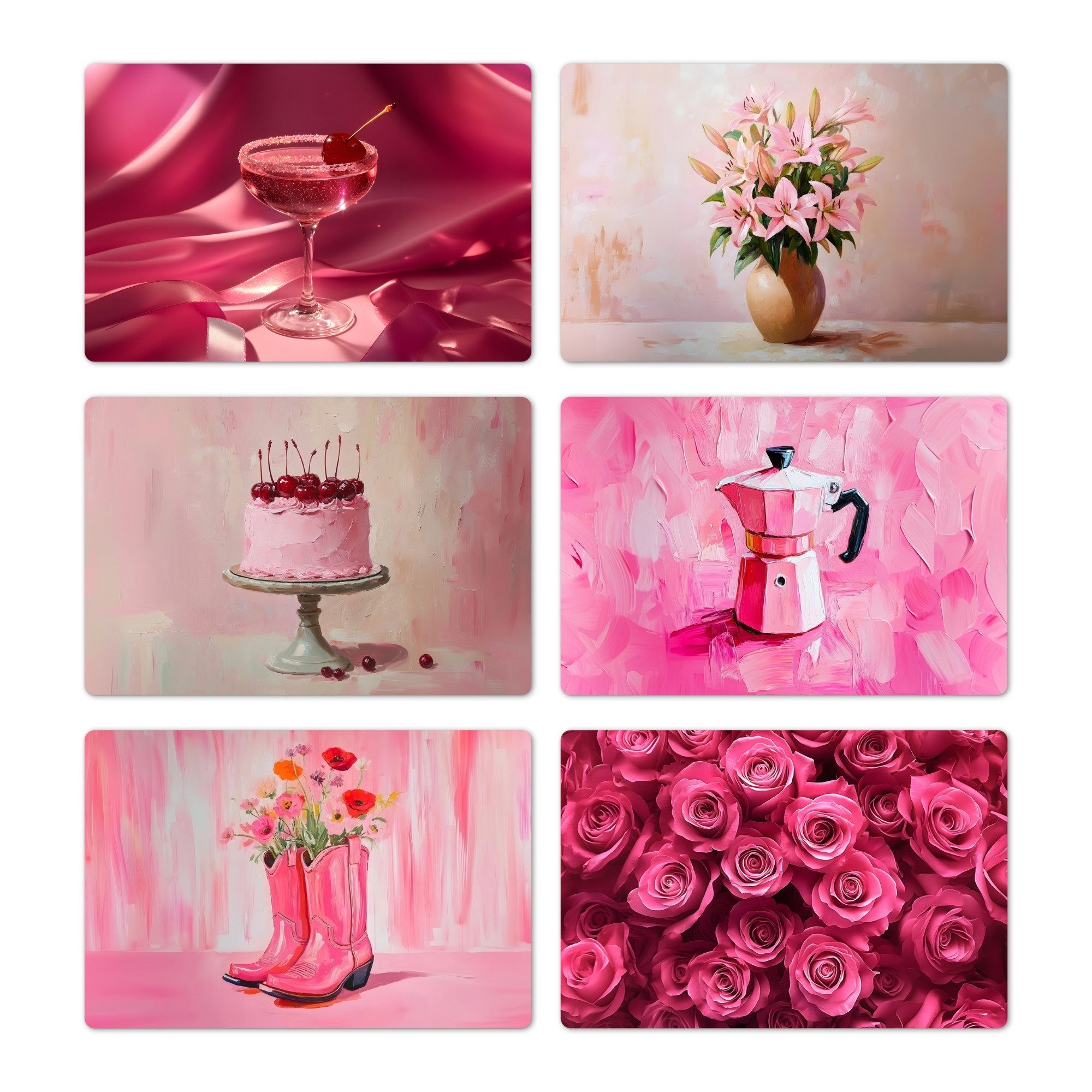 MuchoWow Platzset Rosa - Modern, (6-St), Platzsets, Tischset, Abwaschbar, Tischsets, Platzdeckchen