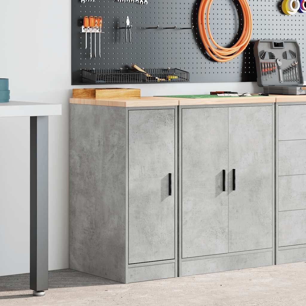 vidaXL Schrankmodule Garagen-Aufbewahrungsschrank Betongrau Massivholz Kief günstig online kaufen
