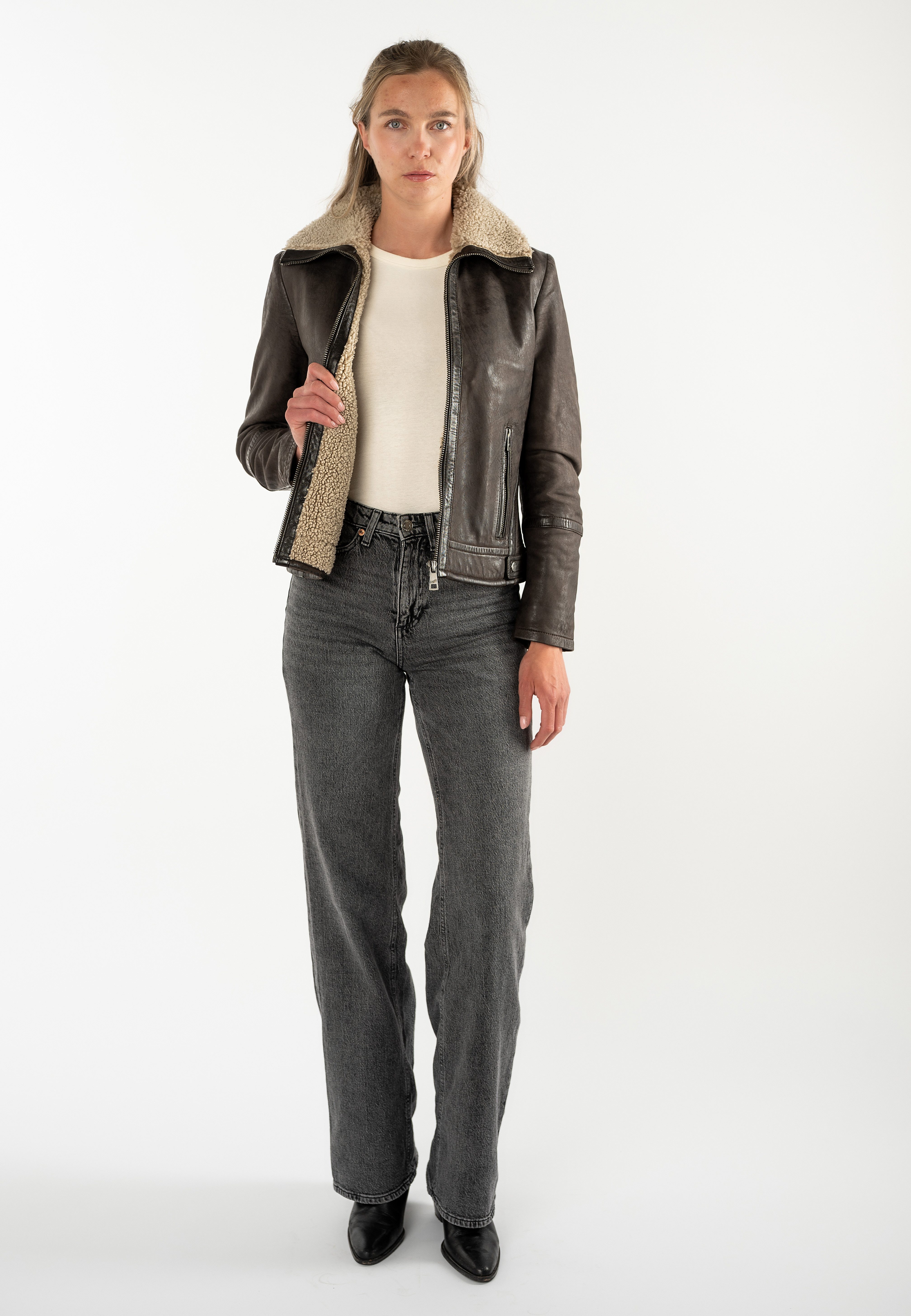 Mauritius Lederjacke MWIskra mit Teddyfell-Kragen – Bild 5 von 5