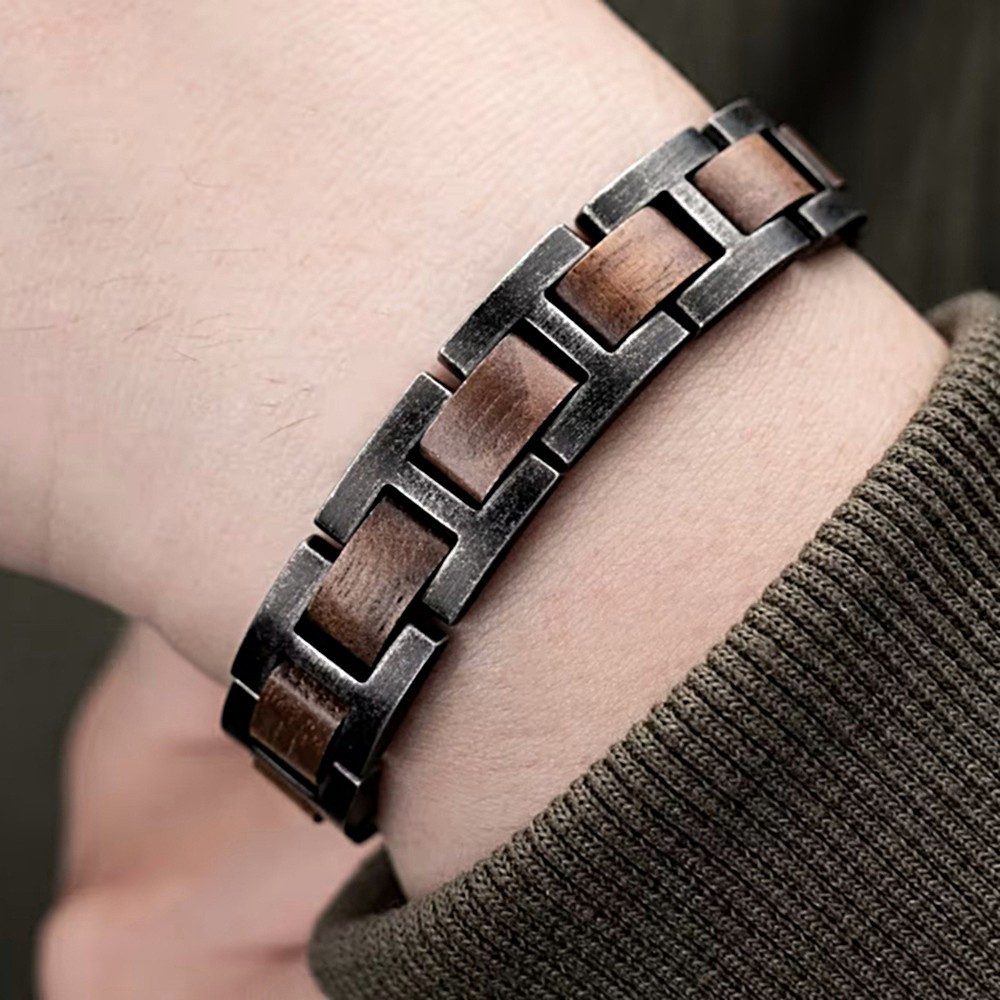 Holzwerk Edelstahlarmband Designer Holz Armband, Armkette Gliederarmband, Holz Unikate inkl. Armbandkürzer, ideal als Geschenk – Bild 5 von 5