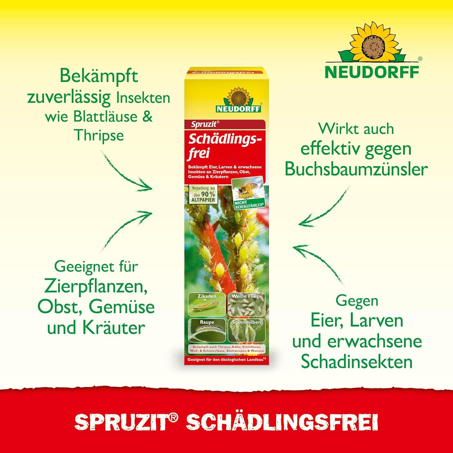 Neudorff Insektenspray Spruzit Schädlingsfrei 100 ml Konzentrat, 100 ml, biologische Bekämpfung von Schädlingen