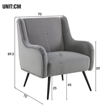 Tongtong Sessel mit hoher Rückenlehne, Freizeitstuhl, Einzelsofastuhl (Einzelsofastuhl), grau