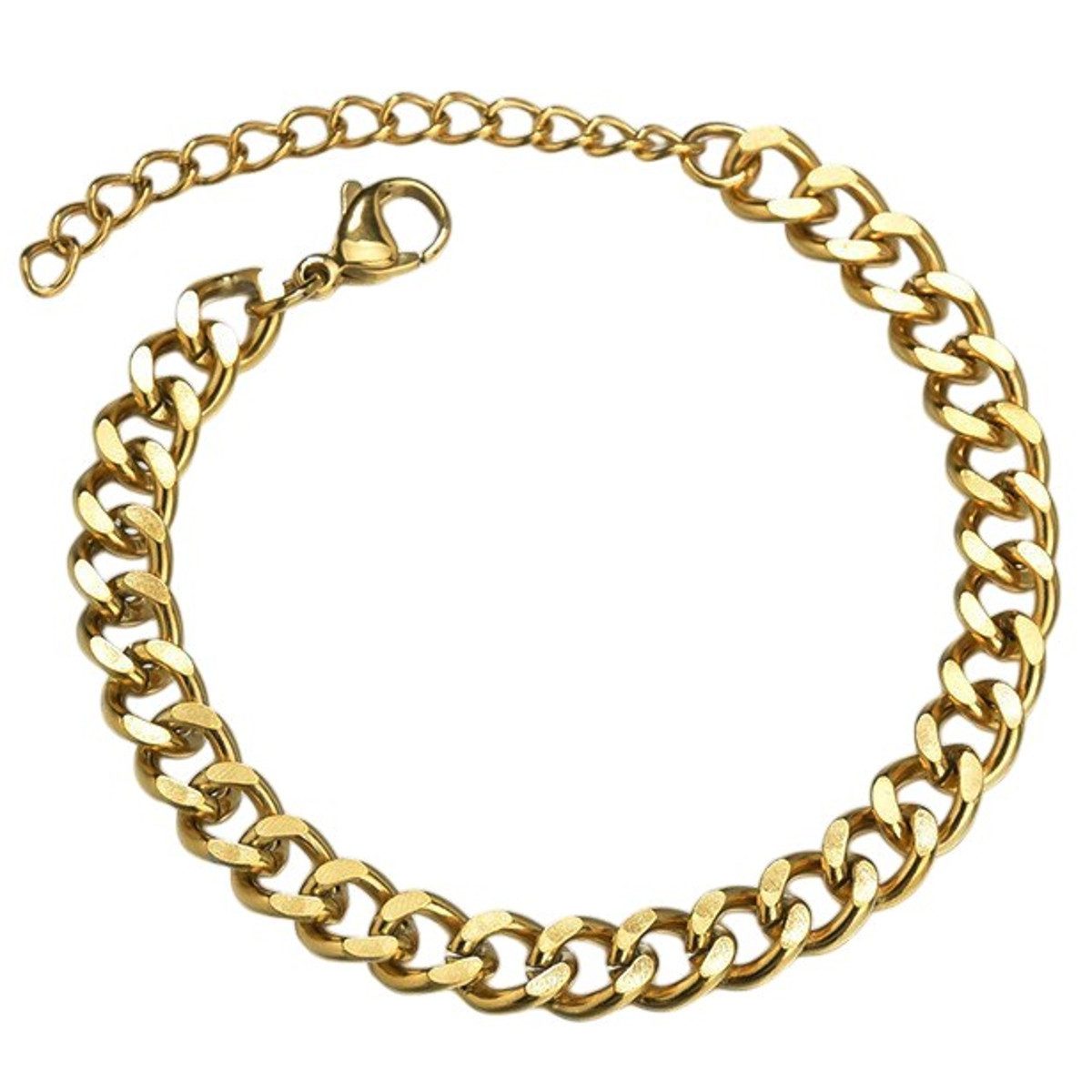 KARMA Armband Damen Gold Edelstahl 3mm od. 5 mm modern (Hypoallergen wasserfest, 1-tlg., Schmuck für Frauen Gold Edelstahlarmband), Damenarmband 17 cm Karabinerverschluss
