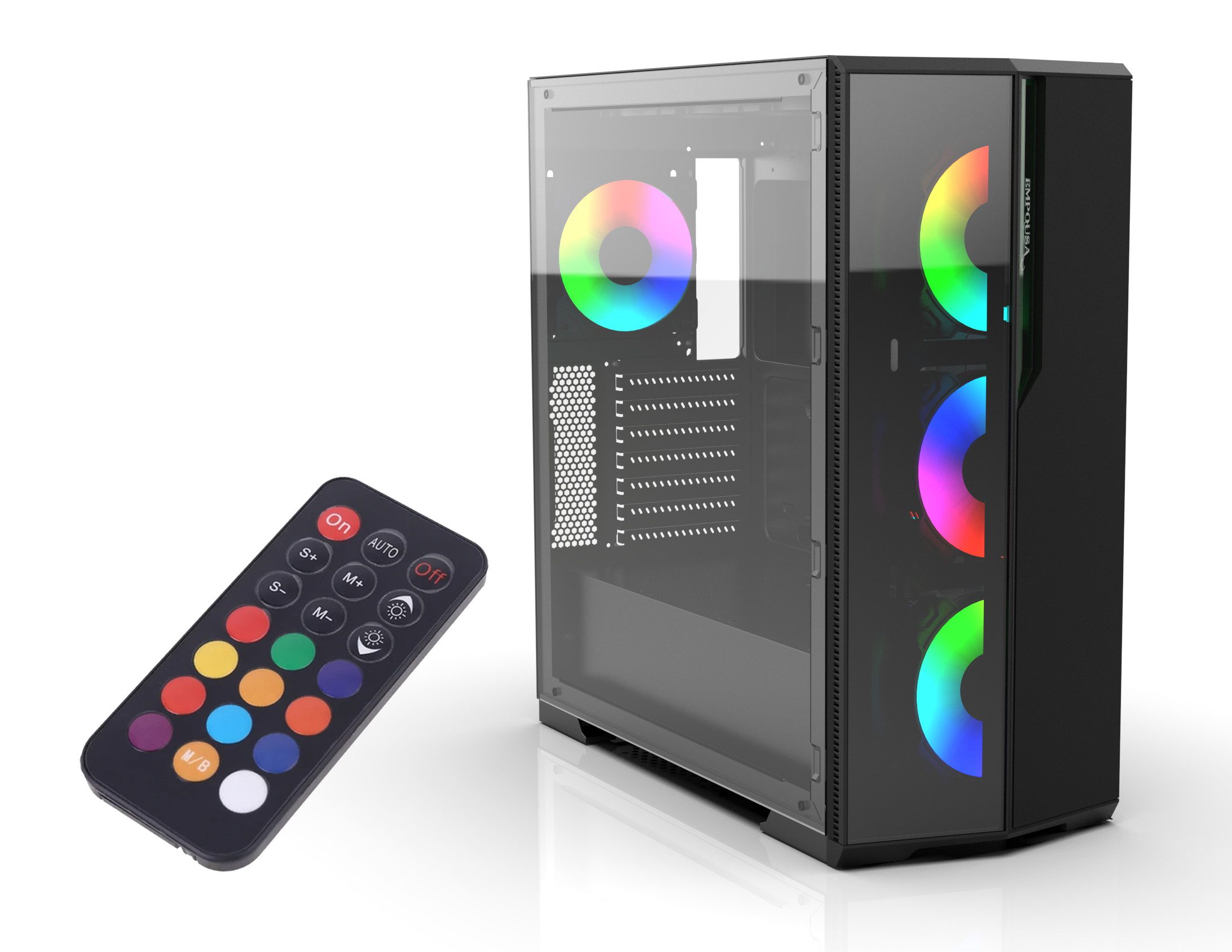 Gaming-Gehäuse EMPOUSA Premium Computer CASE EMG-17XN 4x ARGB Lüfter Fernbedienung