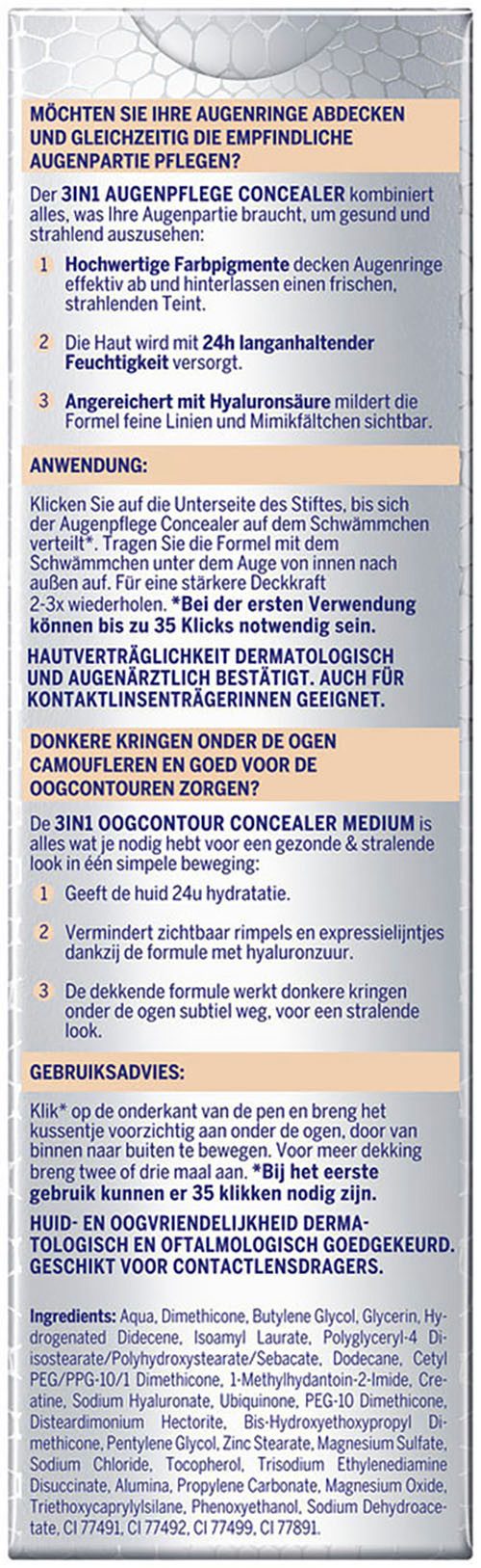 Nivea Concealer CELLULAR 3IN1 AUGENPFLEGE CONCEALER, Mit Anti-Aging-Effekt, deckt effektiv ab, spendet 24h Feuchtigkeit.