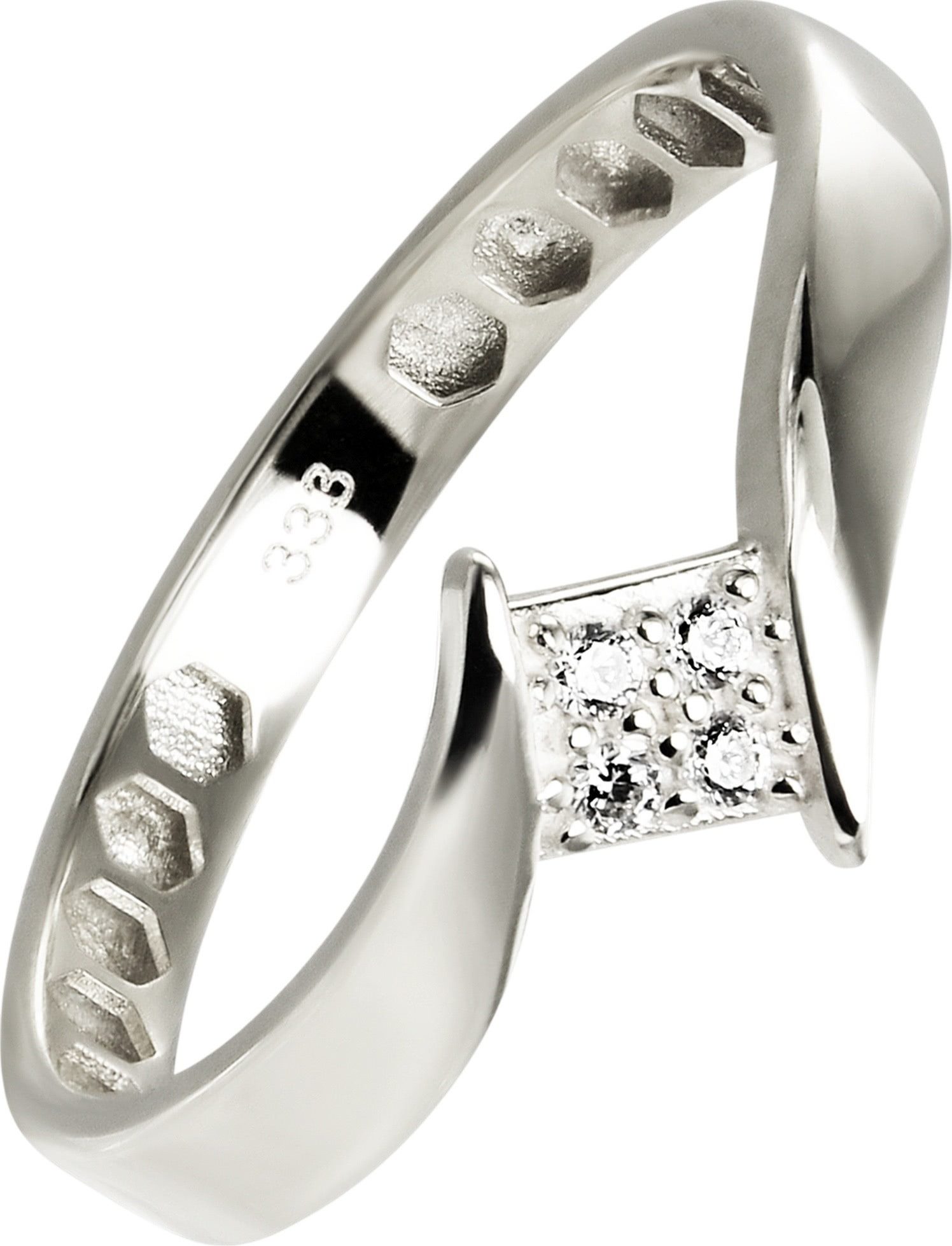 Balia Goldring Balia Damen Ring aus 333 Weißgold (Fingerring), Damen Ring Viereck gold, 58 (18,5), Weißgold 333, Farbe: weiß, gold