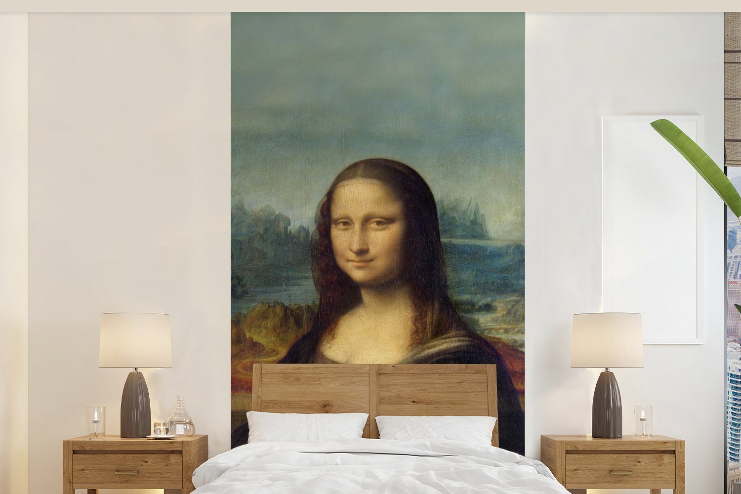 MuchoWow Fototapete Mona Lisa - Da Vinci - Gemälde, Matt, bedruckt, (2 St), Vliestapete für Wohnzimmer Schlafzimmer Küche, Fototapete