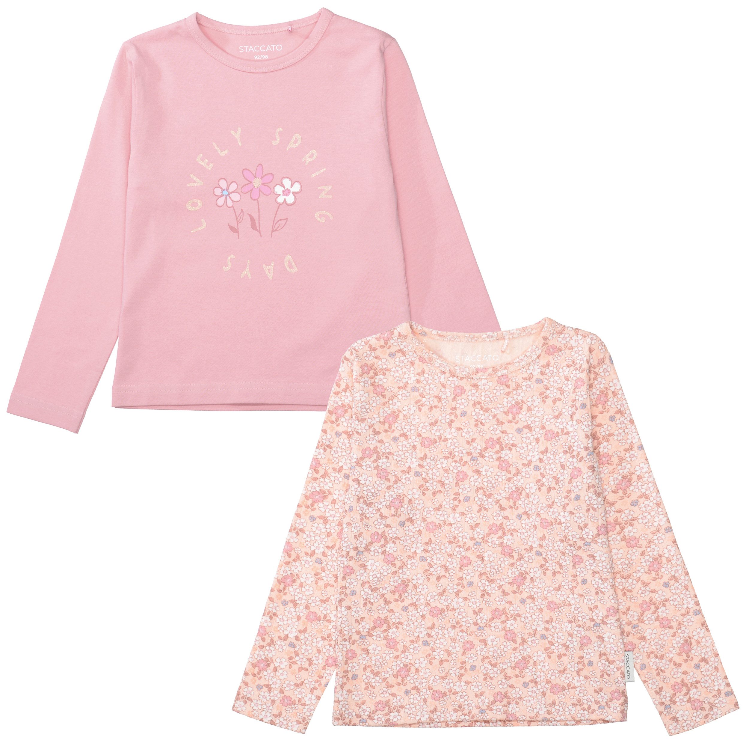 STACCATO Langarmshirt (2-tlg) 2er Pack bedruckt, florales Muster, für Girls