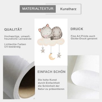 TPFLiving Kunstdruck (OHNE RAHMEN) Poster - Leinwand - Wandbild, Motive für das Kinderzimmer - Jugendzimmer - (Elefant, Hase, Katze, Regenbogen, Herz, Sonne), Farben: Beige, Gelb, Braun, Grau - Größe 13x18cm