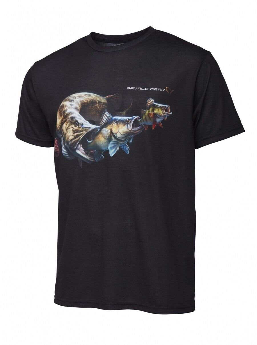 Angler atmungsaktiv Zander ein Black Das T-Shirt ist jeden Must-Have Gear Savage Cannibal T-Shirt S-XXL Blue T-Shirt Hecht für Cannibal Barsch Gear Savage
