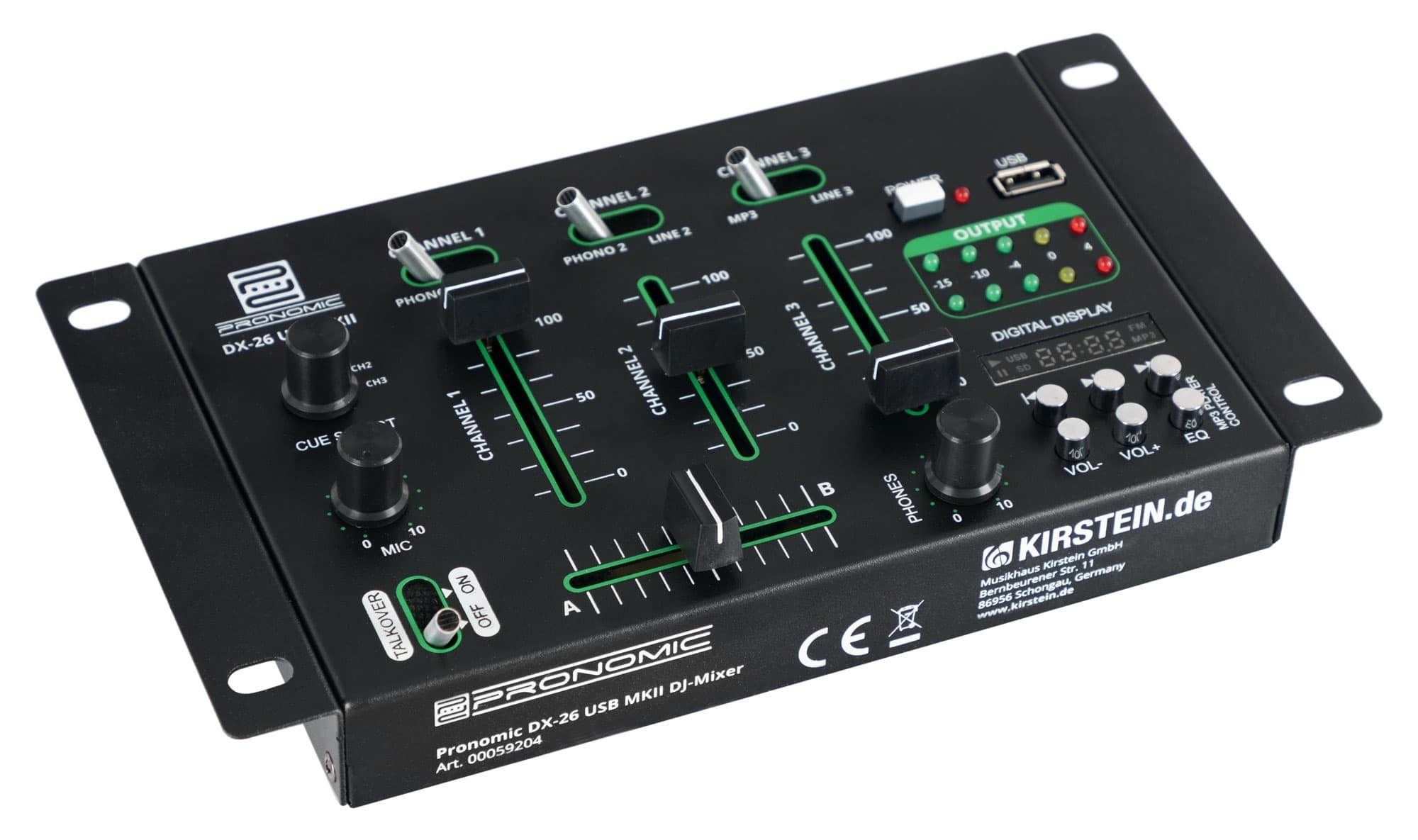 DJ Controller DX-26 USB MKII DJ-Mixer - 3-Kanal Mischer mit Cue-Funktion