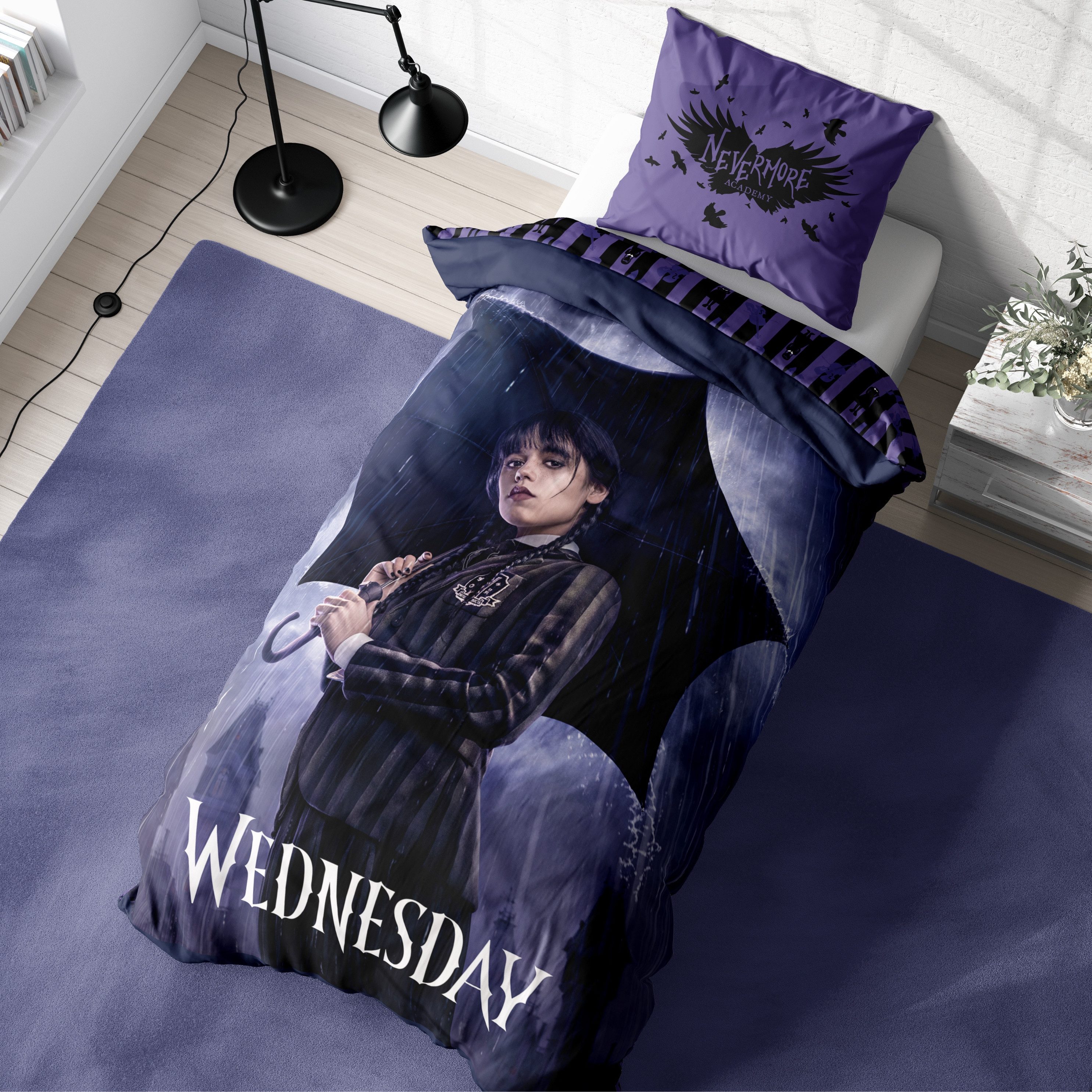 MTOnlinehandel Bettwäsche Wednesday 135x200 + 80x80 cm, Nevermore Fanartike günstig online kaufen