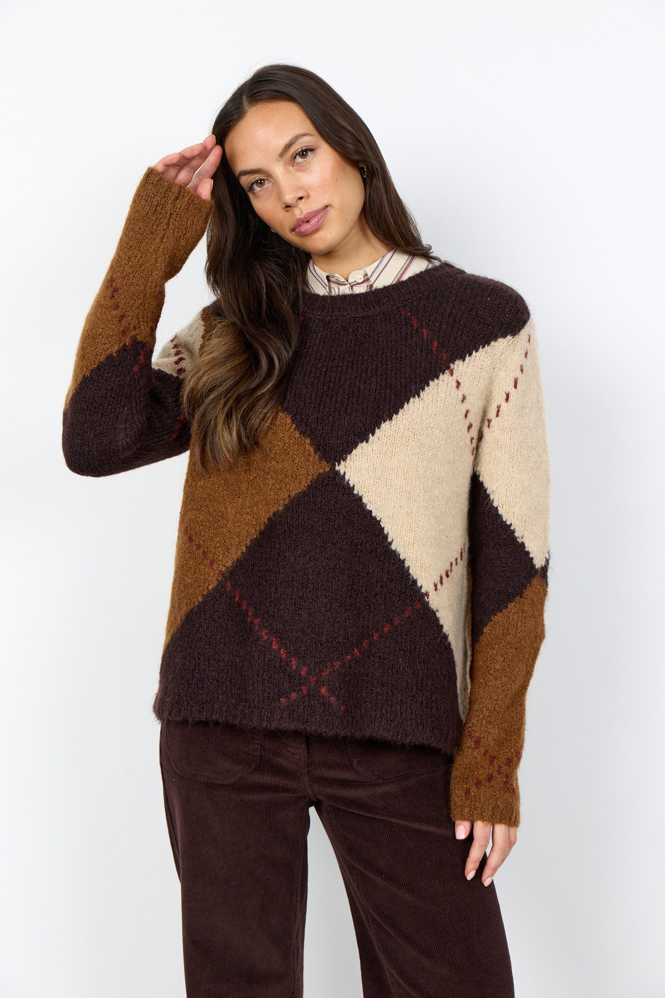 soyaconcept Strickpullover SC-HACER 2 - YD Materialmix, mit Argyl Strickmuster