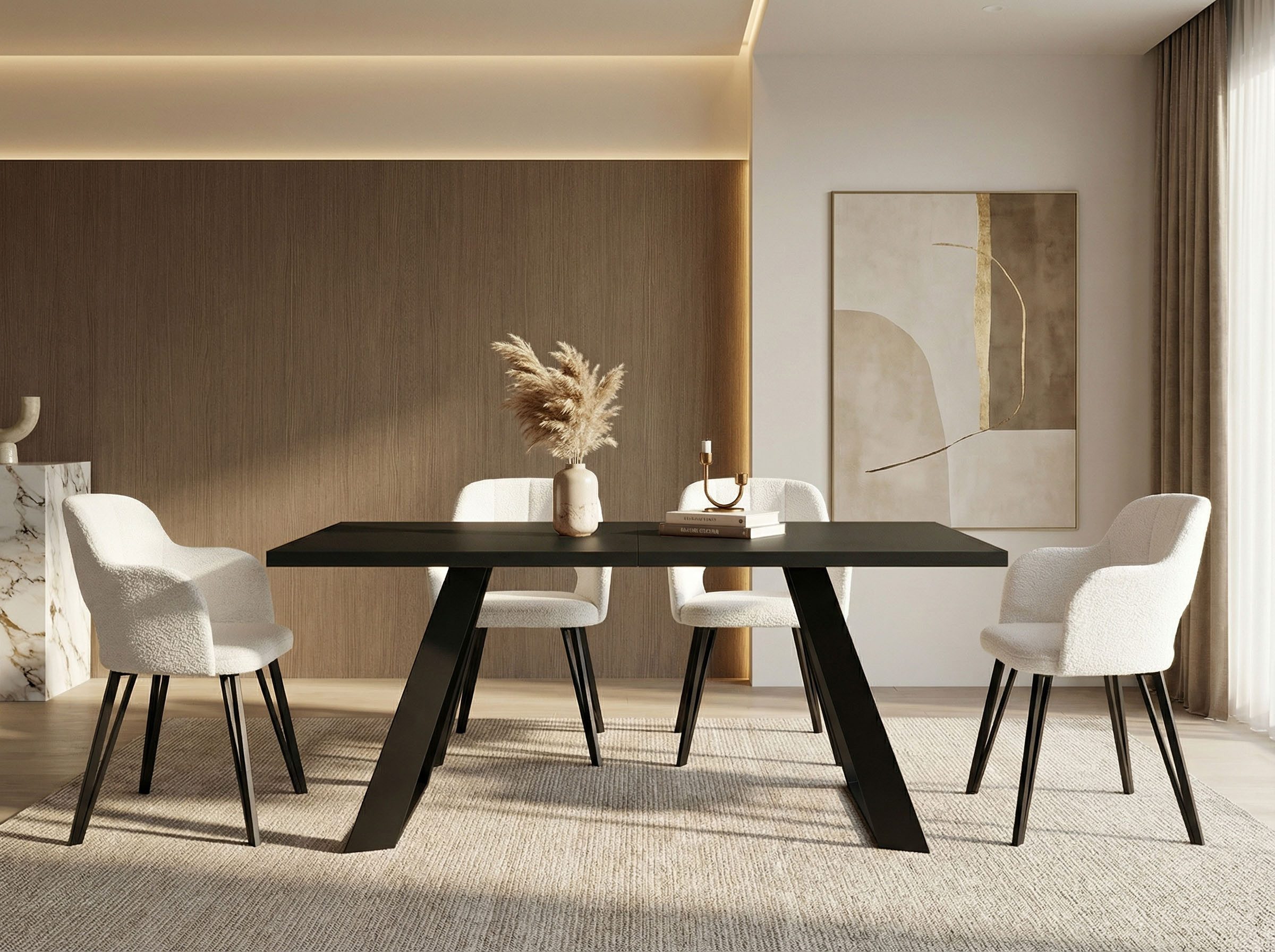 WFL GROUP Esstisch Colter ausziehbar rechteckig loft mit schwarzen Metallbeinen (MADE IN EU, erhältlich in zwei Größen – 140/160 cm, ausziehbar auf 240/260 cm), industrial Tisch in Holzoptik für Küche, Esszimmer oder Wohnzimmer