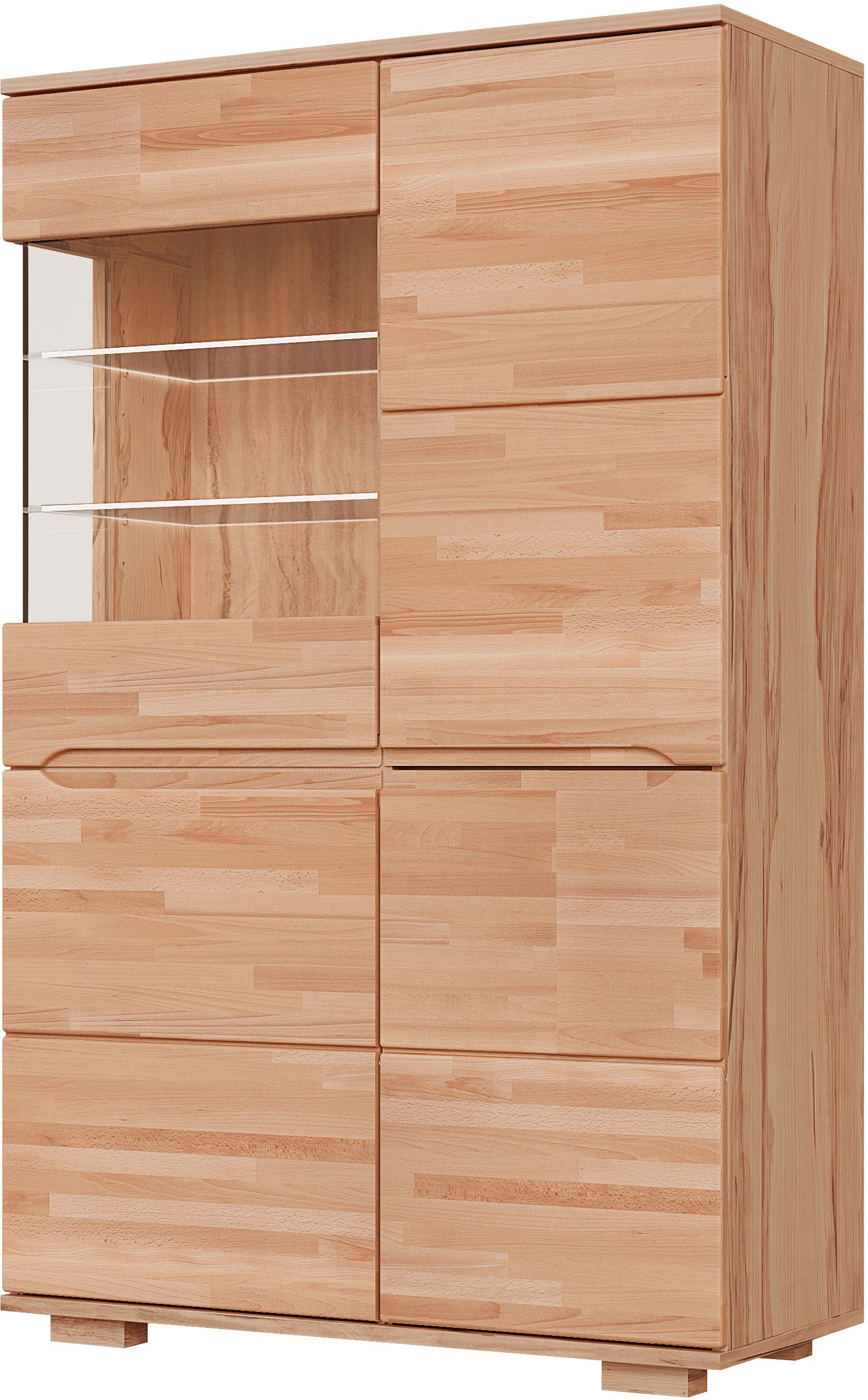OTTO home Vitrine VETRO: Fronten aus Massivholz, Korpus aus Melamin,Griffmulden Kernbuche B/T/H:90/40/145,5cm,6Variable einlegeboden,10 Fächer,Glastür