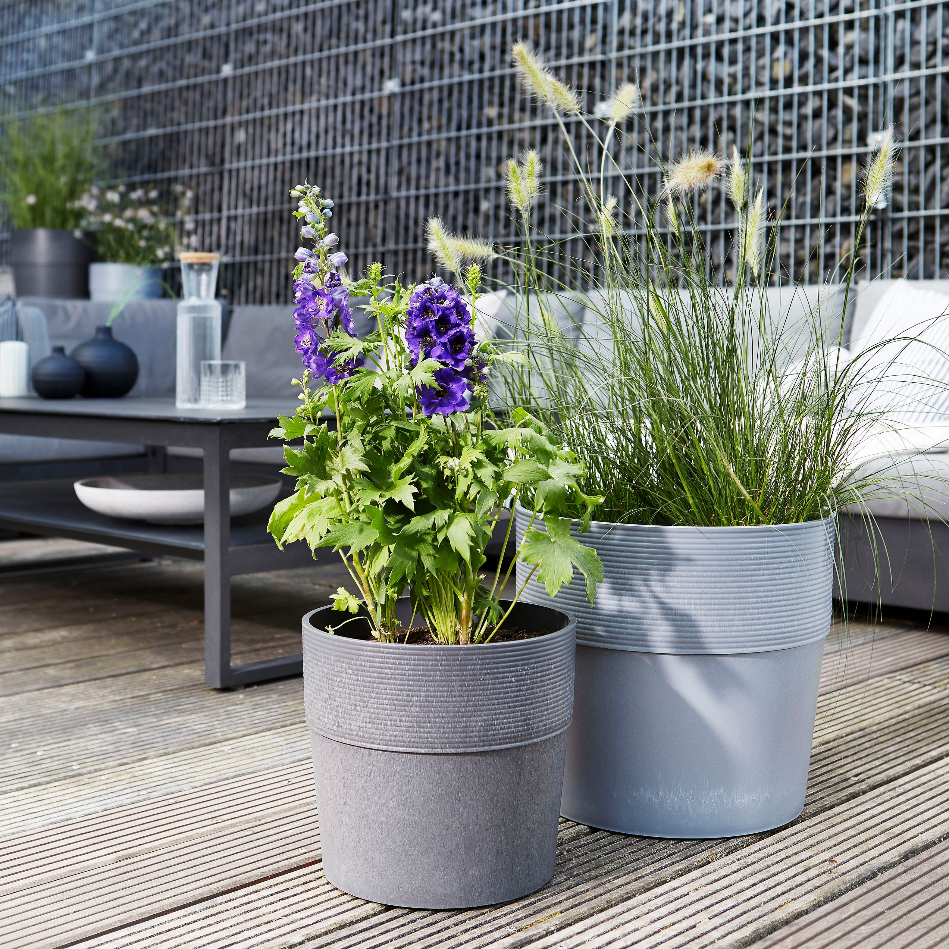 Scheurich Blumentopf CONCRETE 40/266 GROOVE+, frostfest, UV-beständig, recyclingfähig