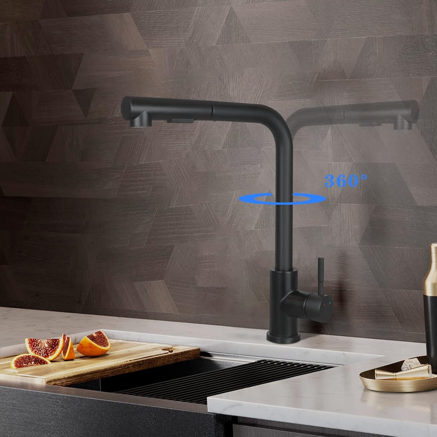 Nettlife Küchenarmatur Spültischarmatur Ausziehbar 360° Drehbar Edelstahl mit 2 Strahlarten (1-St) für Einhebelmischer Mischbatterie Wasserhahn Küche