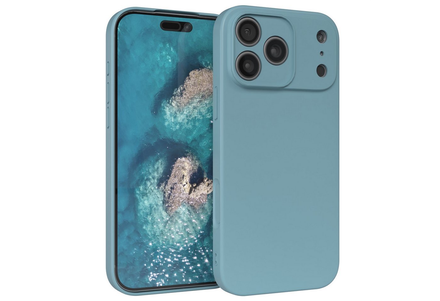 EAZY CASE Handyhülle für Apple iPhone 17 Pro Max Hülle Silikon 6,9 Zoll, TPU Silikon Bumper Case stoßfest Slimcover Schutzhülle Etui Blaugrün