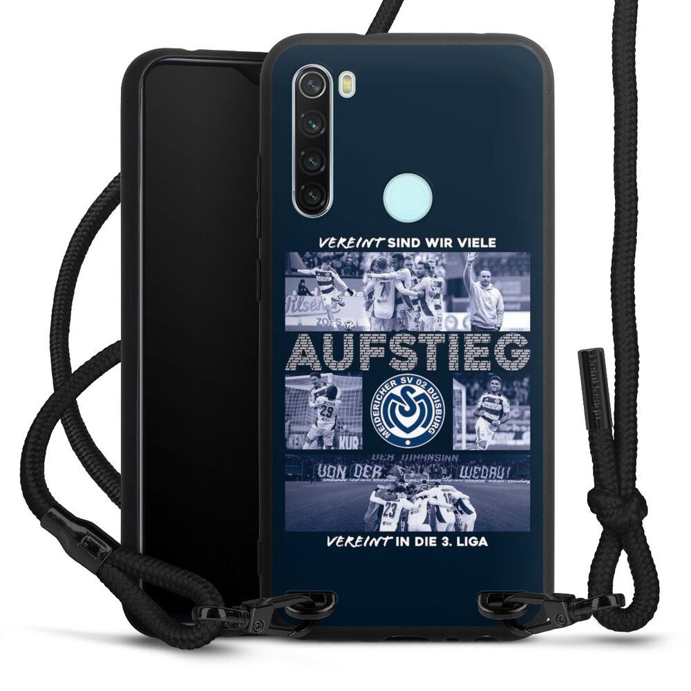 DeinDesign Handyhülle MSV Duisburg Aufstieg Offizielles Lizenzprodukt, Xiaomi Redmi Note 8 (2021) Premium Handykette Hülle mit Band