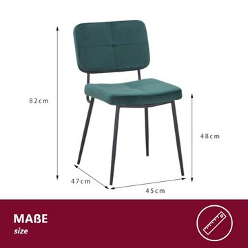 HOOZ Esszimmerstuhl 2er Set Esszimmerstühle mit Rückenlehne, Samtstoff mit Metallbeinen (Set, 2 St), 2 oder 4 Stück