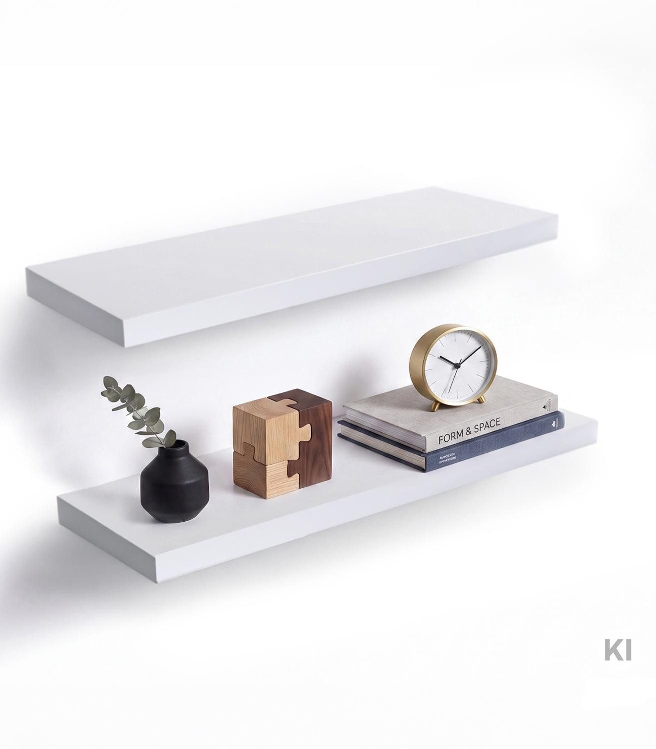 Home4You Wandboard MIKI, B 60 x H 23,5 cm, Weiß matt, MDF, PVC, 1-tlg., 1 Ablagefläche
