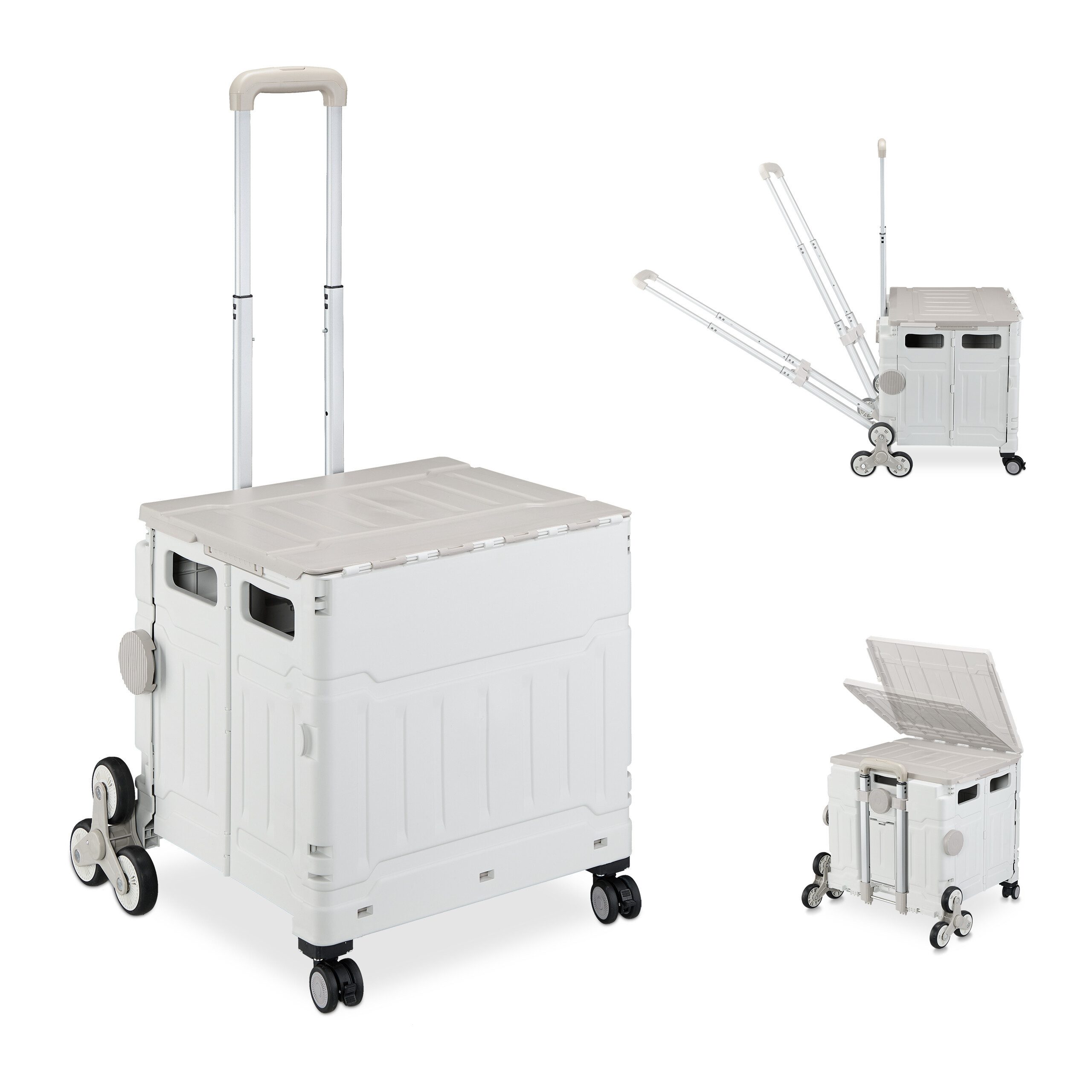 relaxdays Einkaufstrolley Treppensteig, 47 l, Grau günstig online kaufen