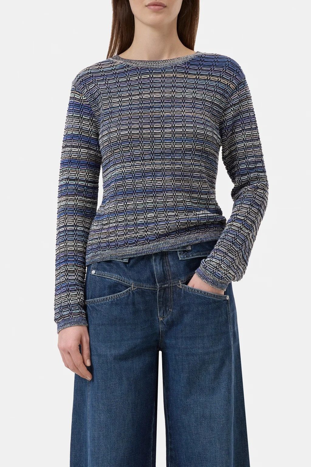 CLOSED Strickpullover Pullover mit Waffelstruktur - Slim Fit