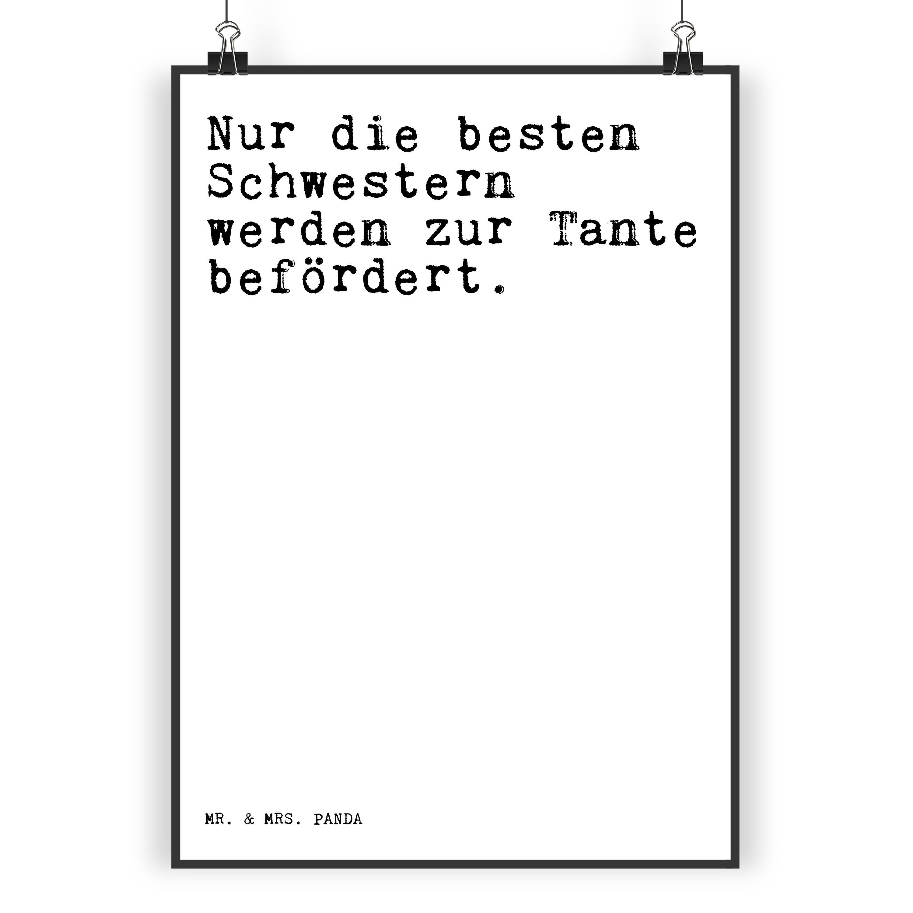 Mr. & Mrs. Panda Poster DIN A3 Nur die besten Schwestern... Weiß