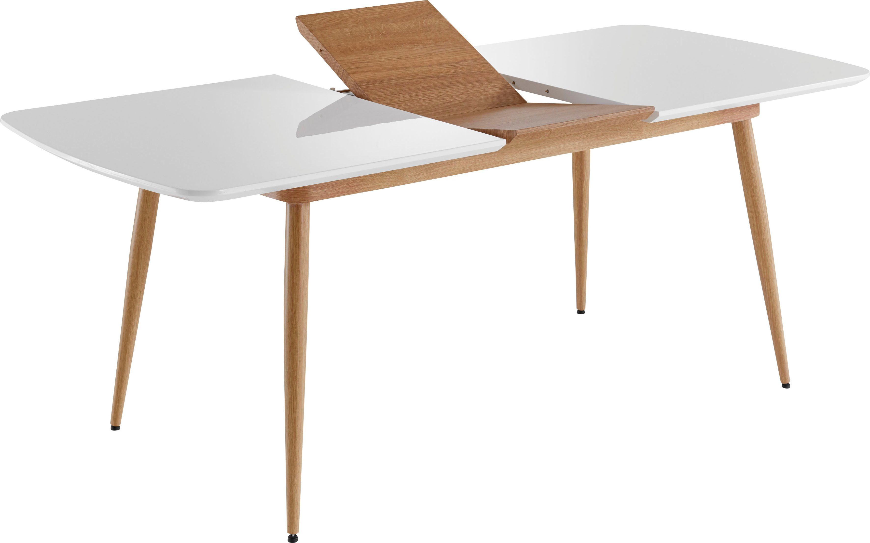 INTER-FURN Esstisch Bozen (1-St), ausziehbar bis 160 Lack, Tischplatte 200 cm, Metallgestell Weiß