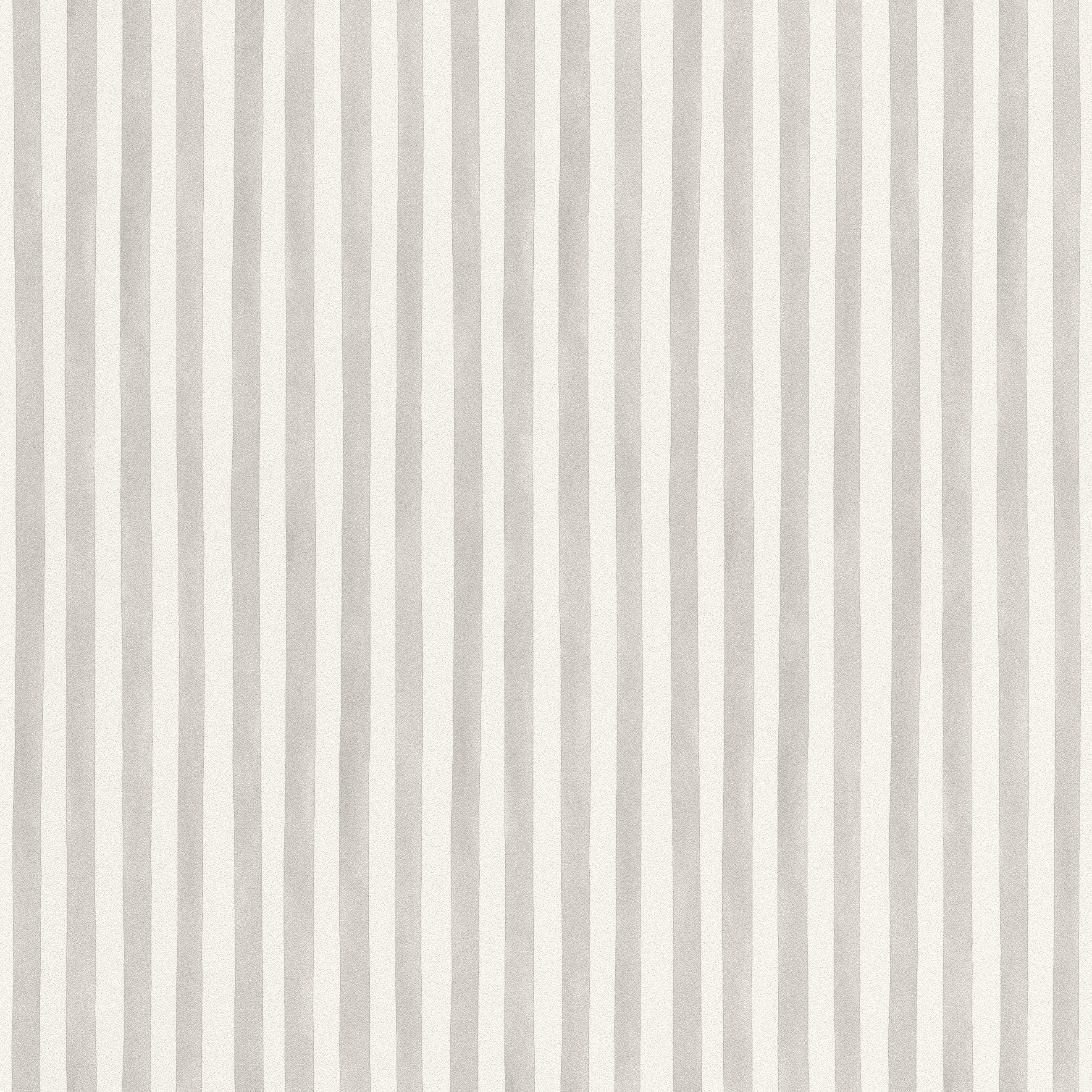 Rasch Vliestapete Streifenmuster Weiß Grau, glatt, Aquarelloptik, (1 Rolle, 1 St., Kollektion 'Kids World II' - 10,05 m x 0,53 m), gute Lichtbeständigkeit, feucht abwischbar, restlos abziehbar