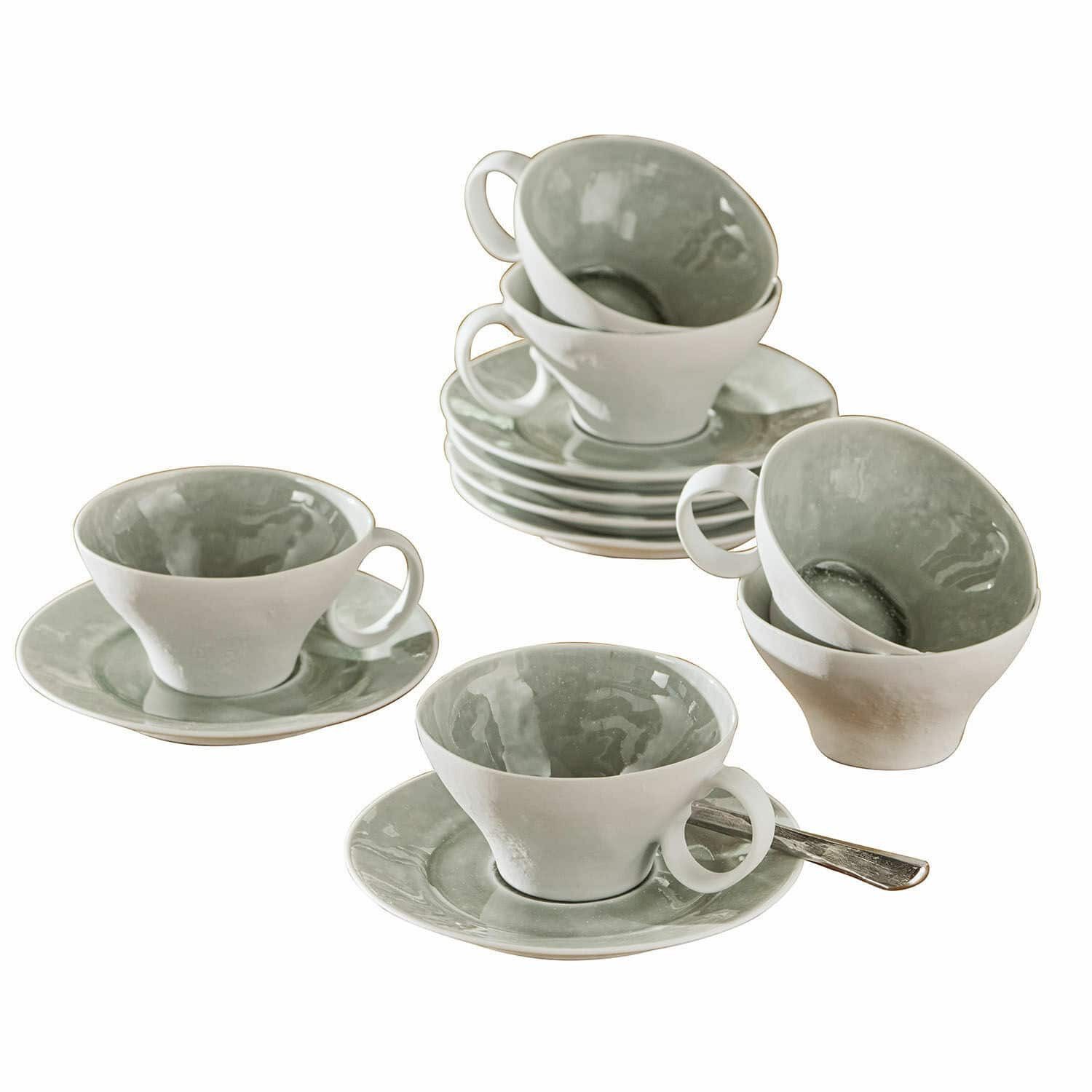 Geschirr-Set Tasse mit Untertasse 6er Set Braganza grün