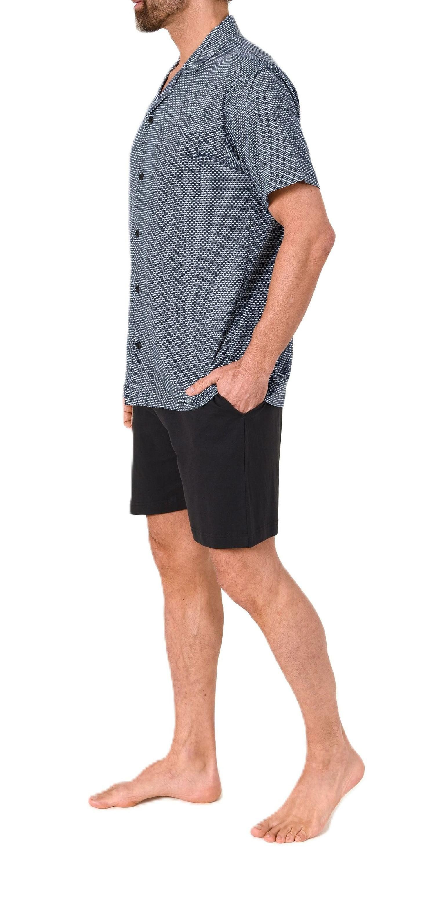 Normann Pyjama Herren Kurzarm Schlafanzug Shorty zum durchknöpfen, auch in Übergröße – Bild 4 von 5