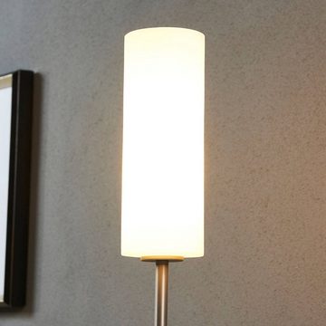 Lindby Stehlampe Vinsta, Leuchtmittel nicht inklusive, Modern, Glas, Metall, opalweiß, nickel satiniert, 1 flammig, E27