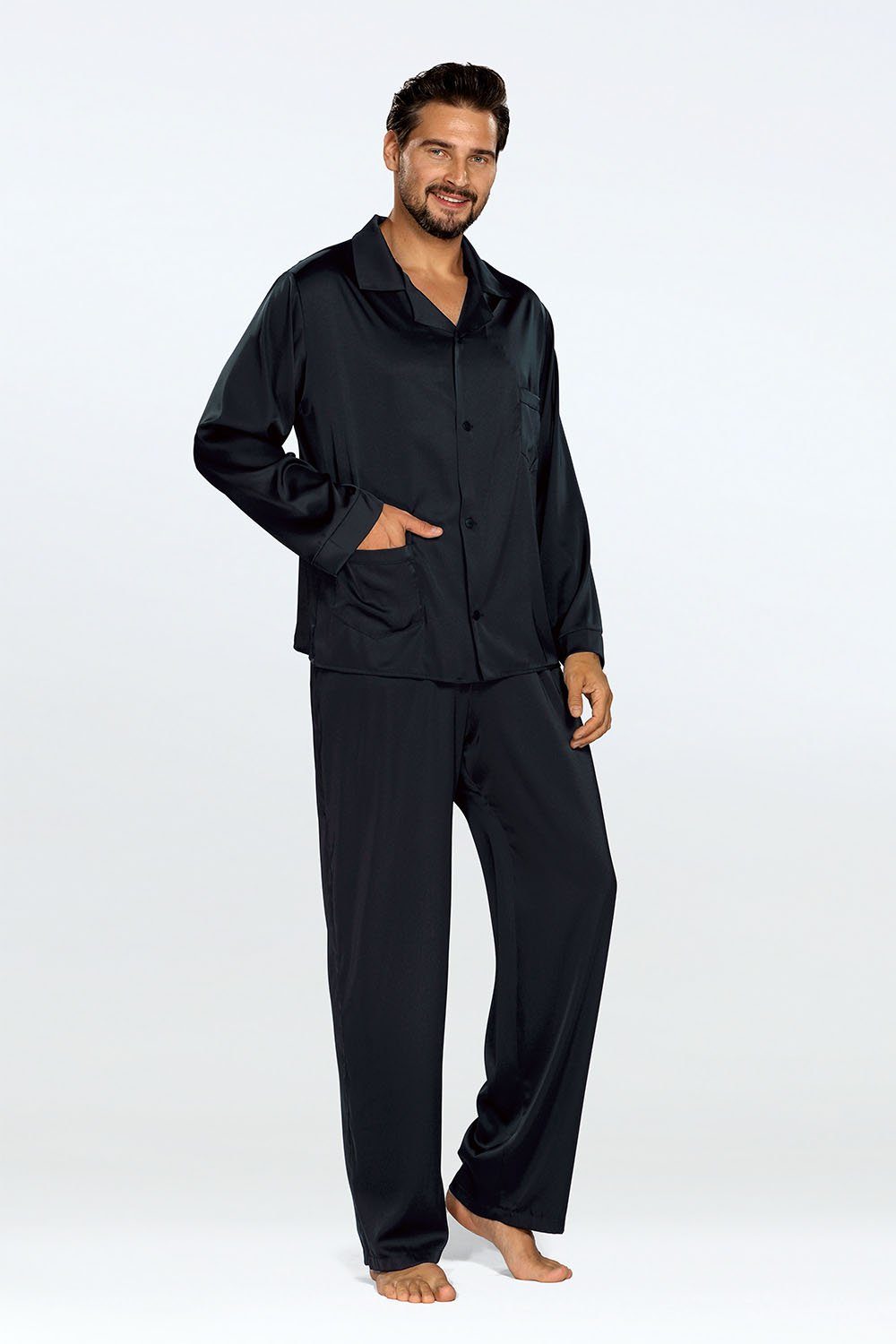 DKaren Schlafanzug Herren Satin Pyjama Schlafanzug günstig online kaufen