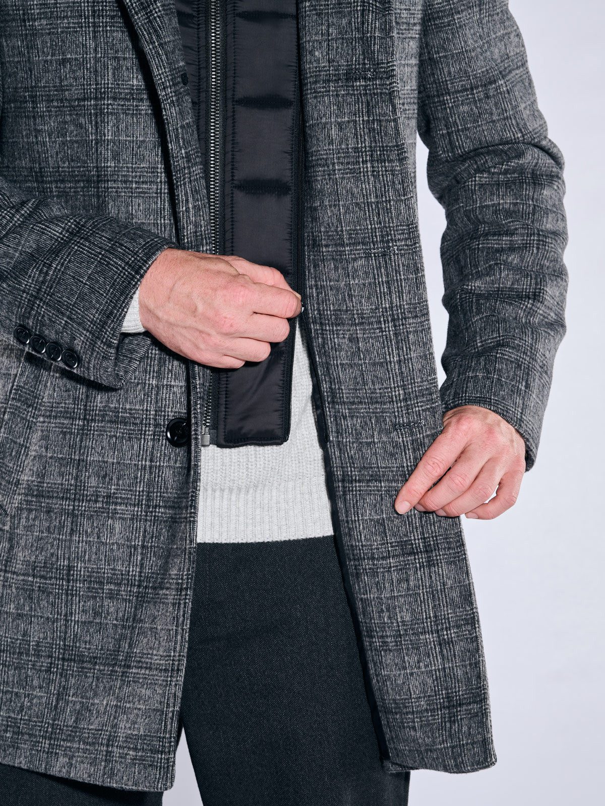 Engbers Kurzmantel Herren Mantel mit herautrennbarem Inlet, Anthrazit