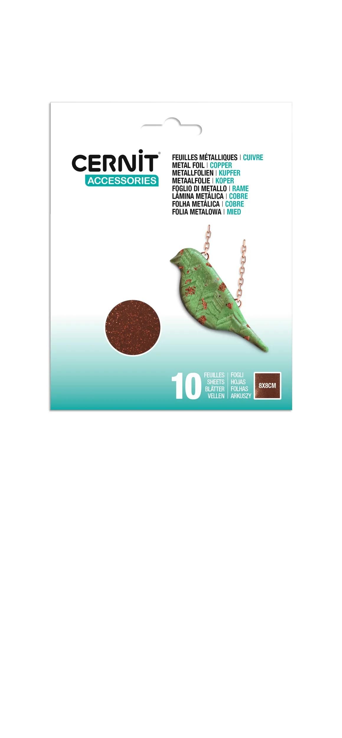 Cernit Modelliermasse 10x Packung mit 10 Metallfolien, kupfer, 1x12x15 cm - Kupfer CE923C, CERNIT