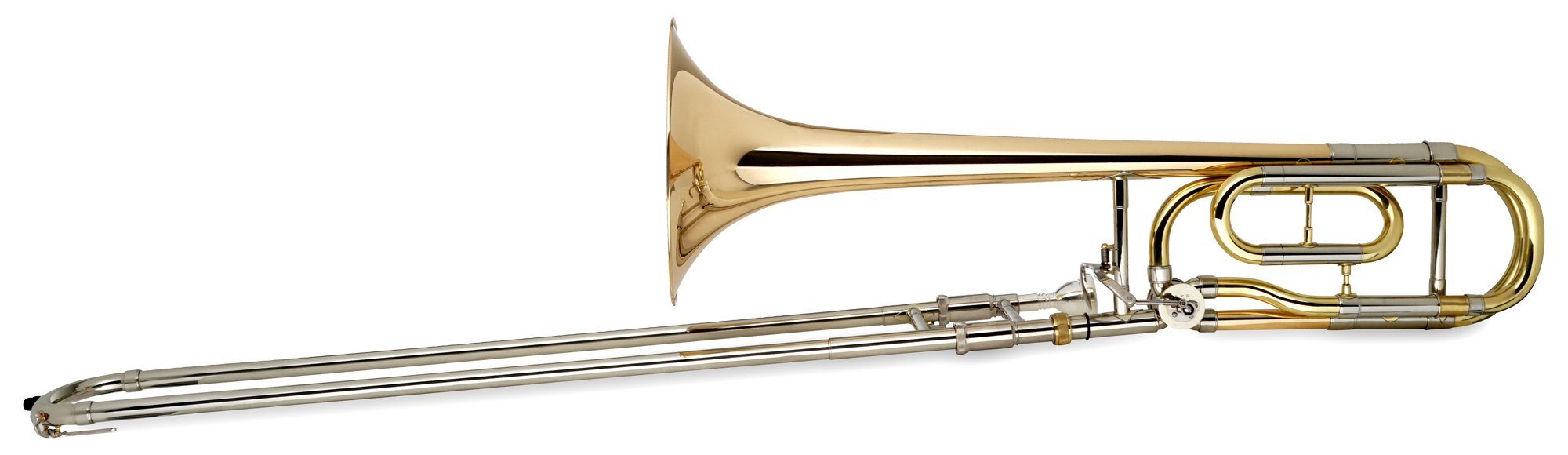 Classic Cantabile Posaune Brass QP-42 Quartposaune B/F, inkl. Mundstück und Koffer, Stimmung: Bb/F - Goldmessing Schallbecher