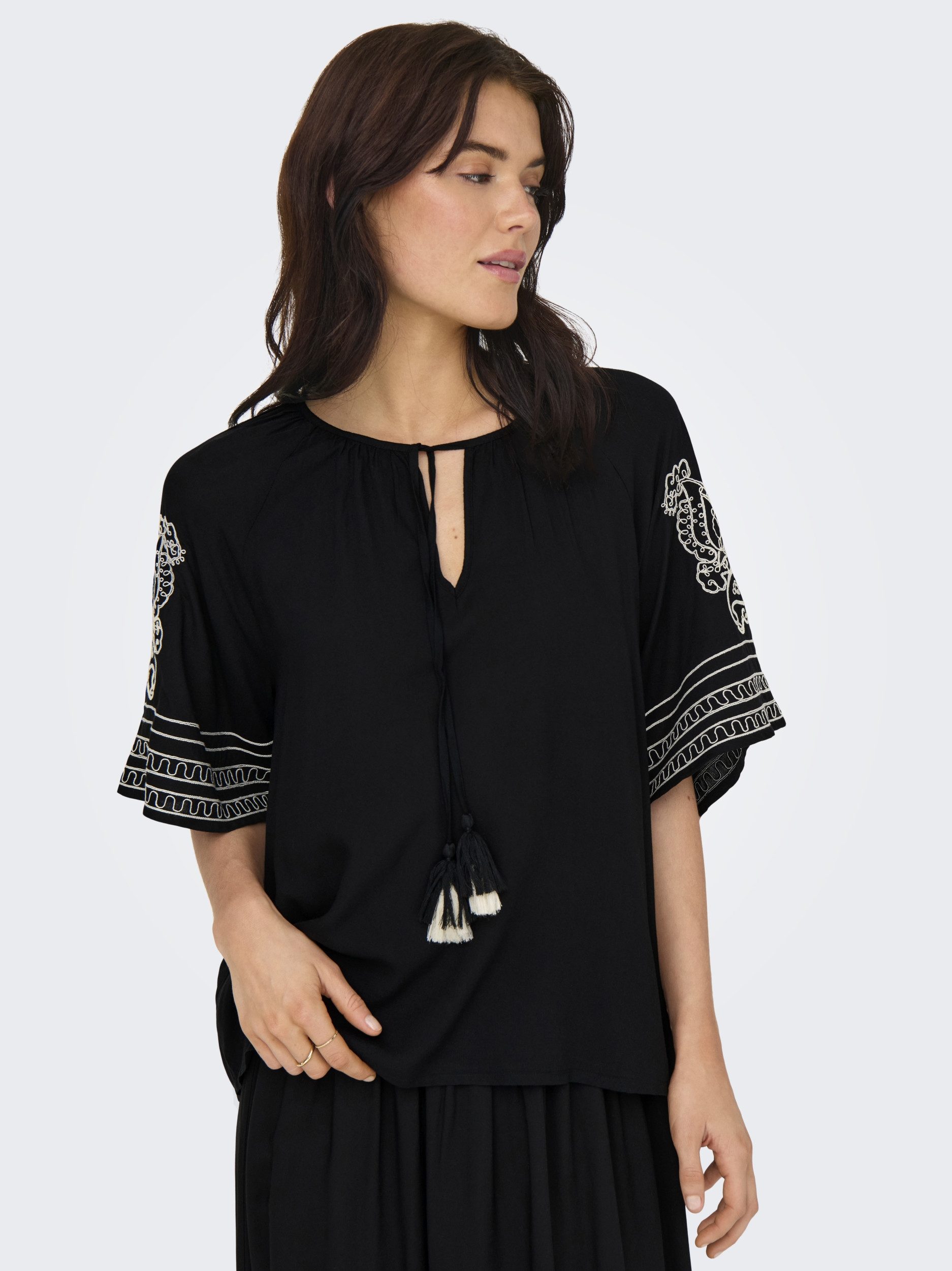 pieces Schlupfbluse - feminine Schlupfbluse mit Stickerei