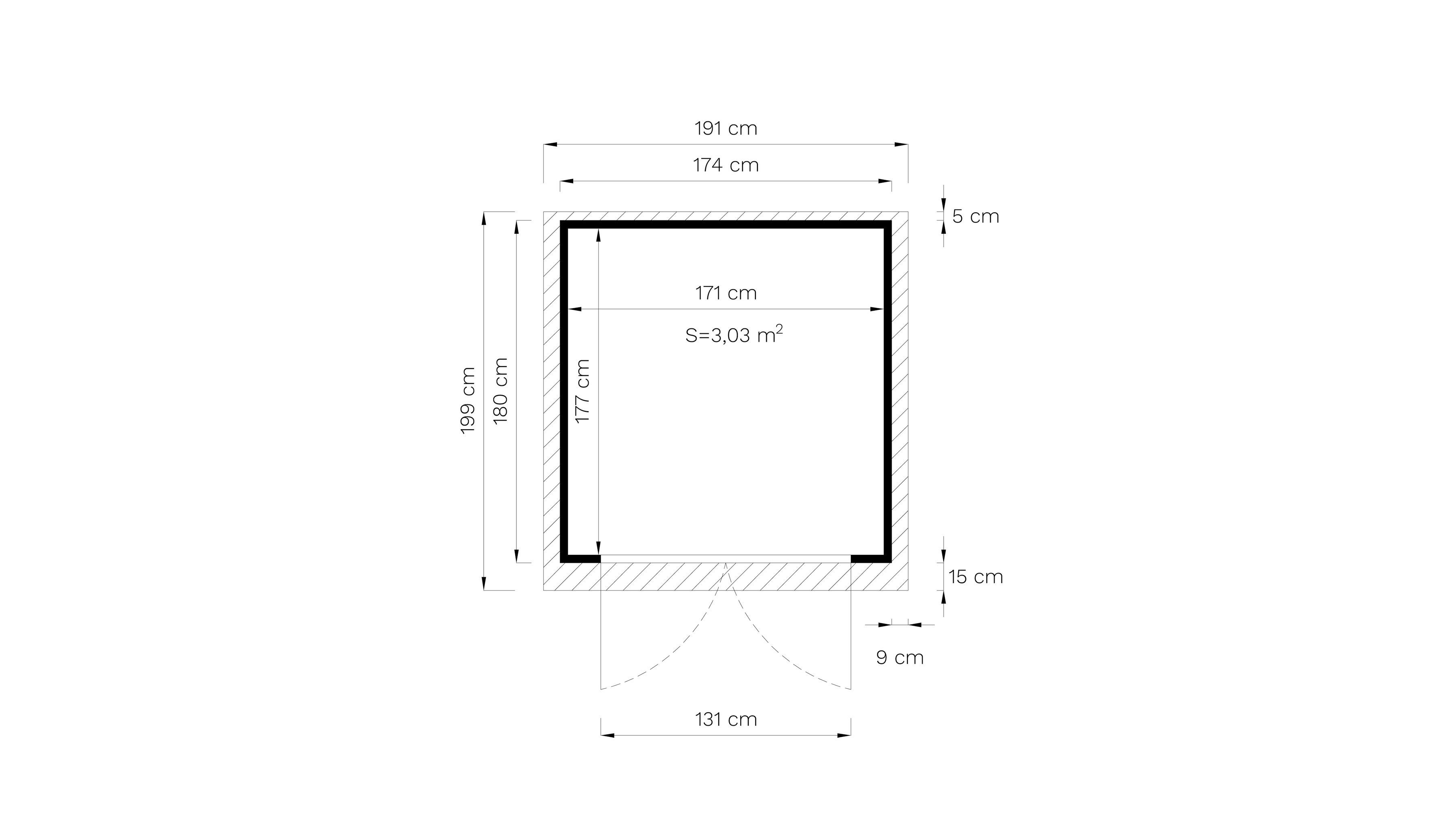 Gartenhaus 197x193 cm KONIFERA Amrum 2, BxT: