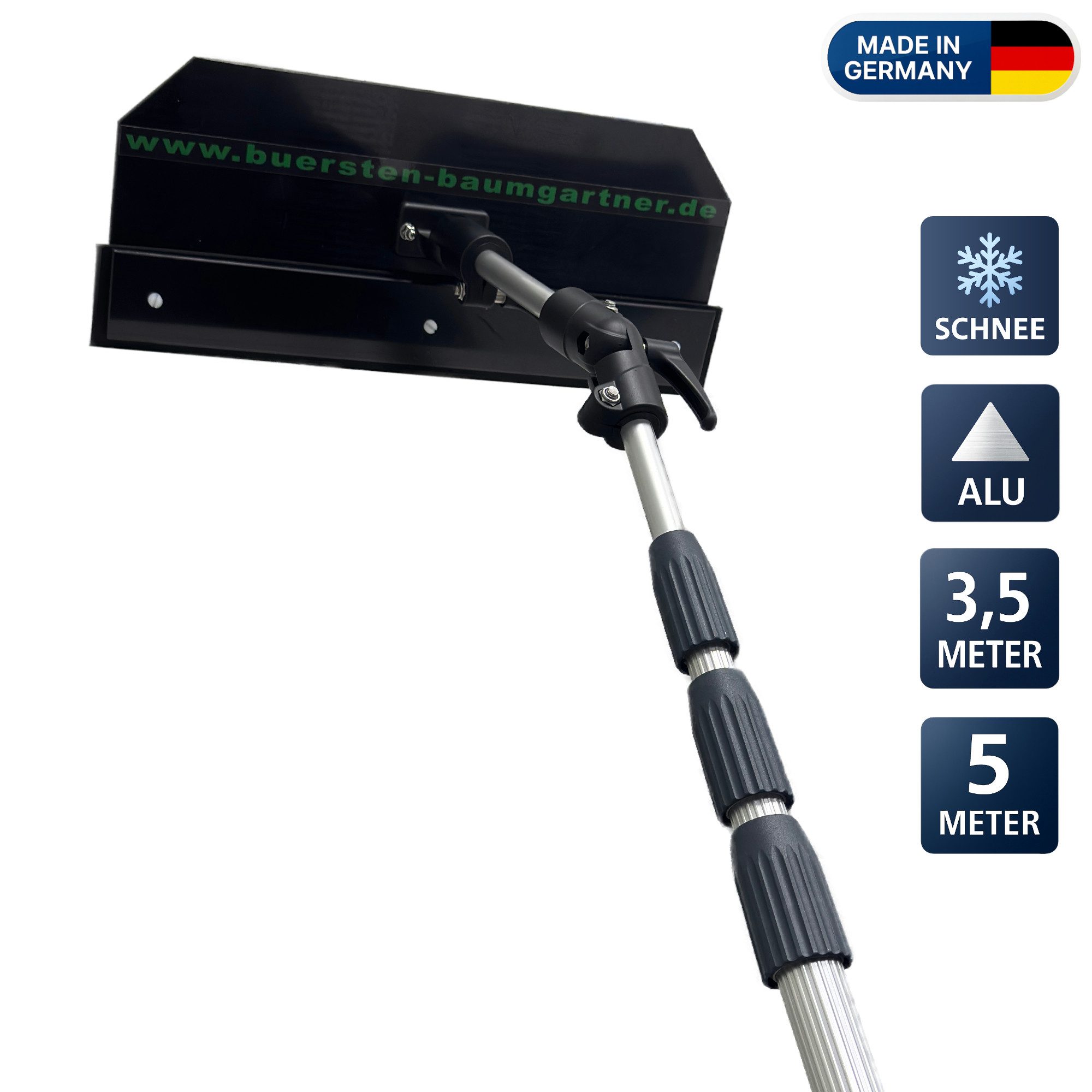 Bürsten-Baumgartner Schneeräumer PREMIUM-Set Dachräumer, 50 cm Arbeitsbreite, (Komplettset, 3-tlg), für Solaranlagen, Hausdächer, Wintergärten, Glasflächen und Kfz