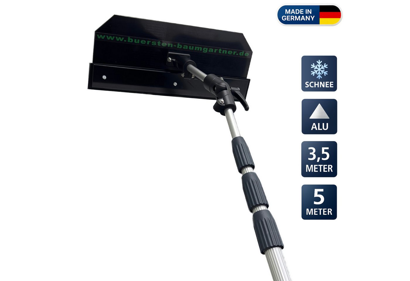 Bürsten-Baumgartner Schneeräumer PREMIUM-Set Dachräumer, 50 cm Arbeitsbreite, (Komplettset, 3-tlg), für Solaranlagen, Hausdächer, Wintergärten, Glasflächen und Kfz