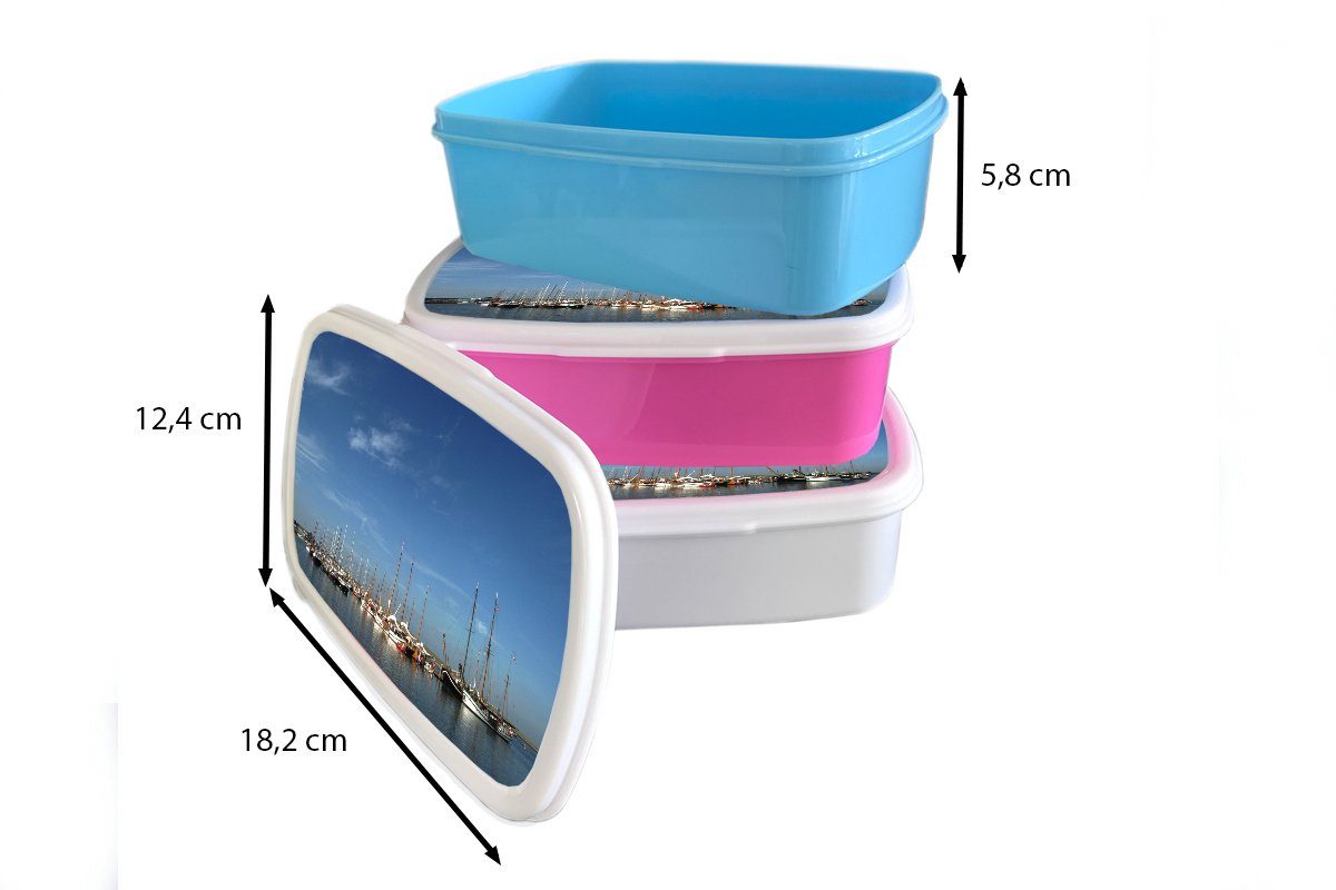 Snackbox, bei Kinder, Ameland, (2-tlg), Brotdose Ein Kunststoff, MuchoWow Brotbox Erwachsene, Kunststoff Lunchbox rosa für Mädchen, Hafen