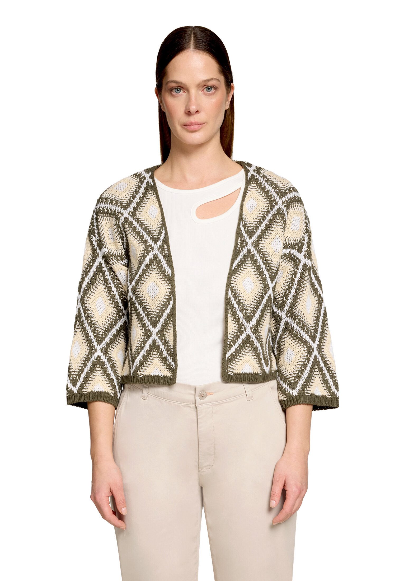 Cartoon Strickjacke Damen mit Jacquard (1-tlg)