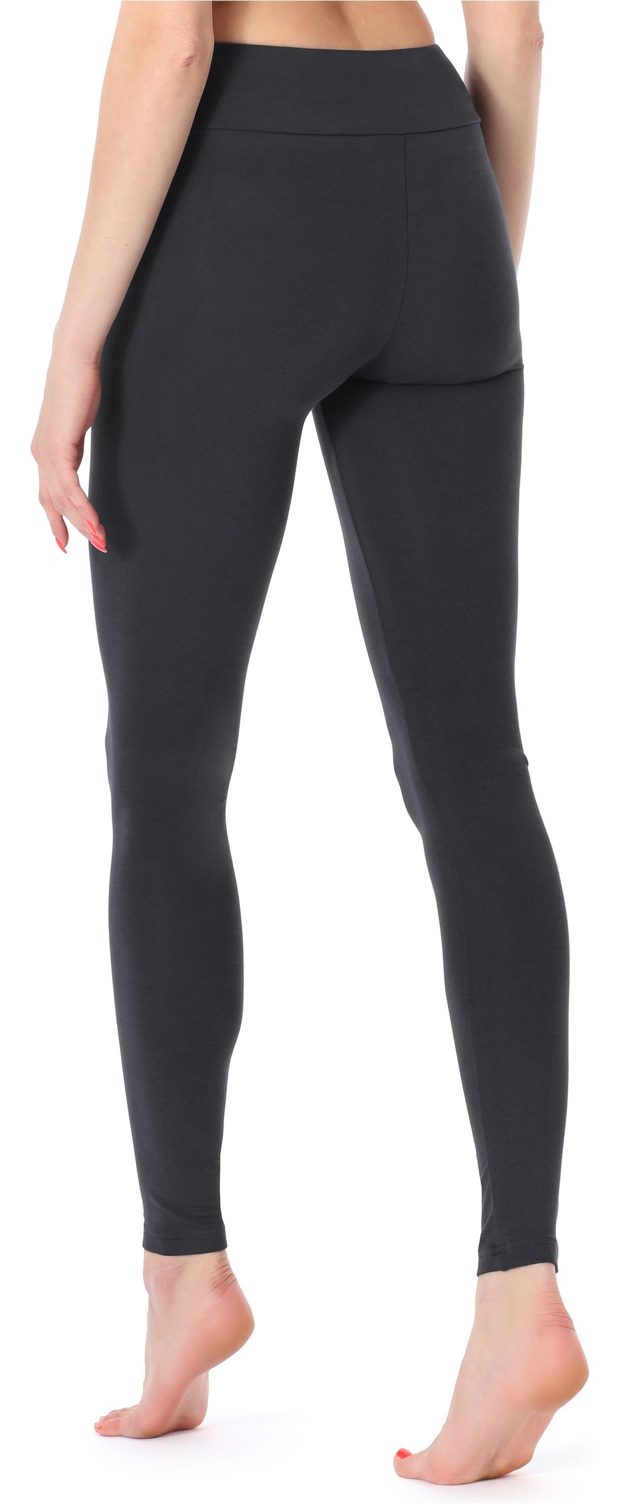 Viskose (1-tlg) elastischer Leggings Leggings MS10-221 Lange Graphit Merry Bund Fitnesshose Damen Style aus