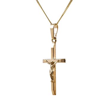 HOPLO Kreuzanhänger Anhänger Kreuz mit Korpus mit Kette 1,1 mm 333-8 Karat Gold, Made in Germany