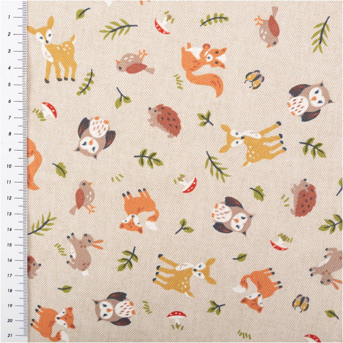 Stoff Dekostoff Meterware Forest Friend Animal Waldtiere natur 1,4m