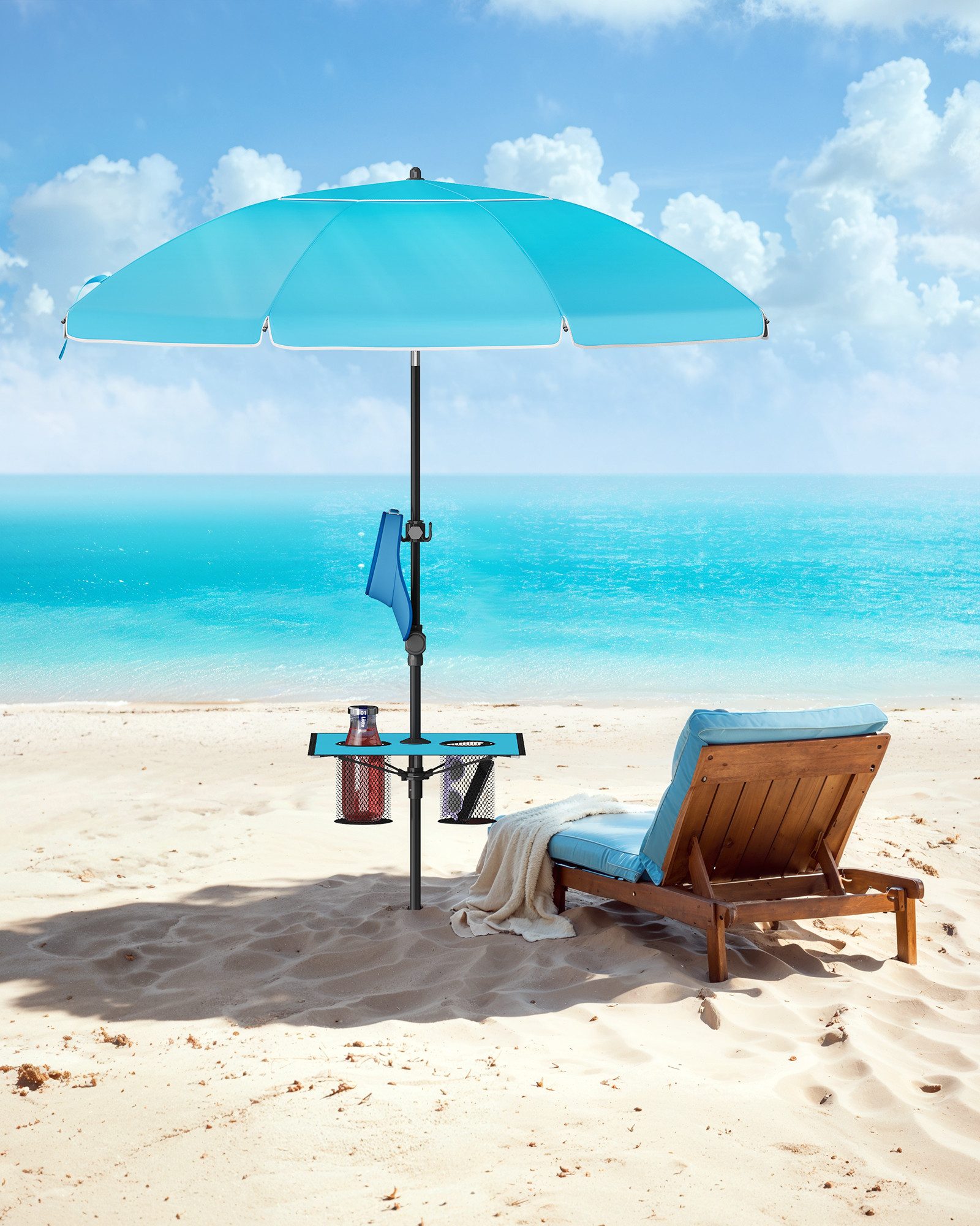 SONGMICS Sonnenschirm, ∅200 cm, Strandschirm, Sonnenschutz günstig online kaufen