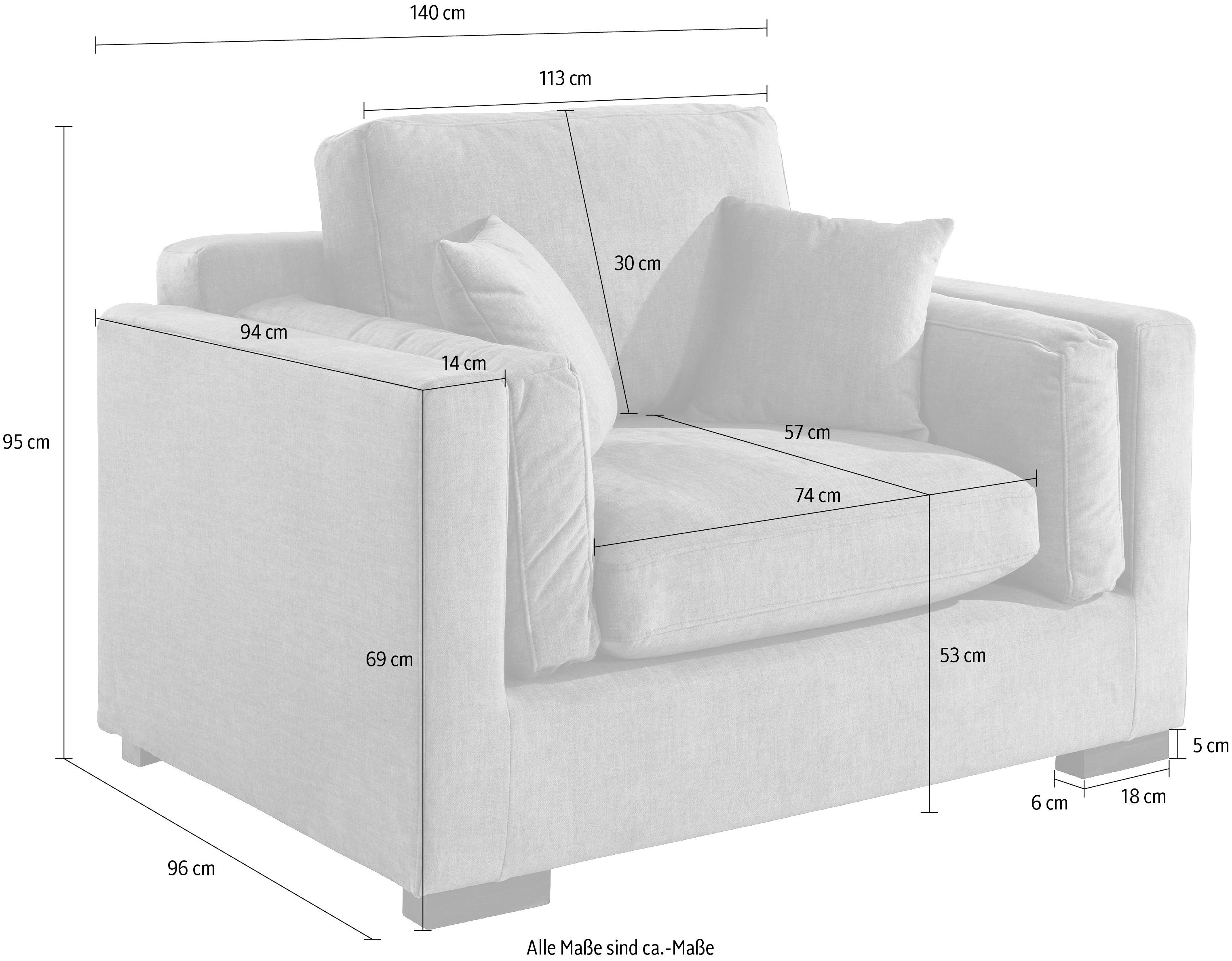 Home affaire Loveseat Zierkissen, Sitzkomfort, Fresh 140/96/95 incl. cm weicher Pond, B/T/H